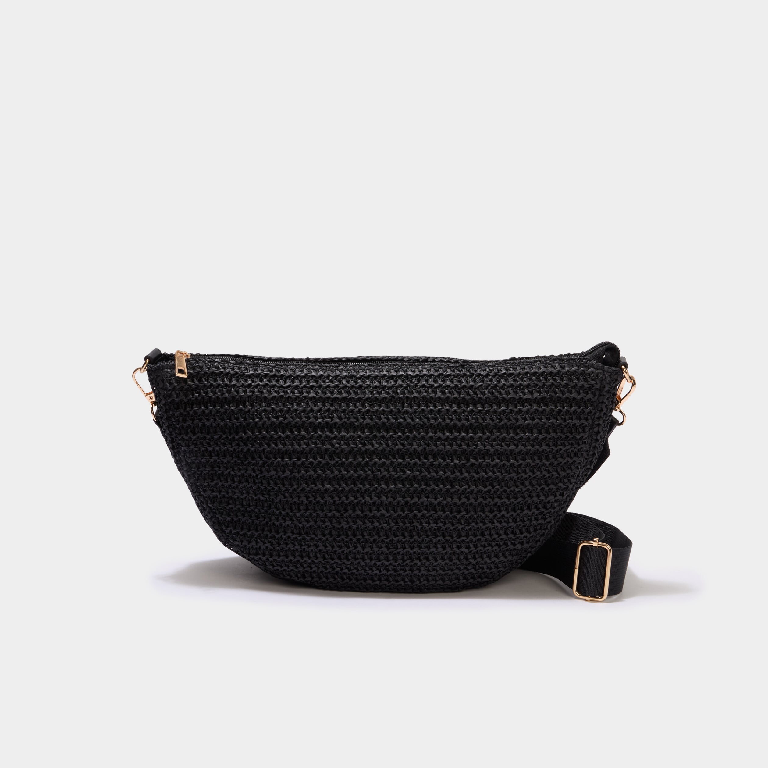 Sac banane XL effet tress&eacute; noir femme