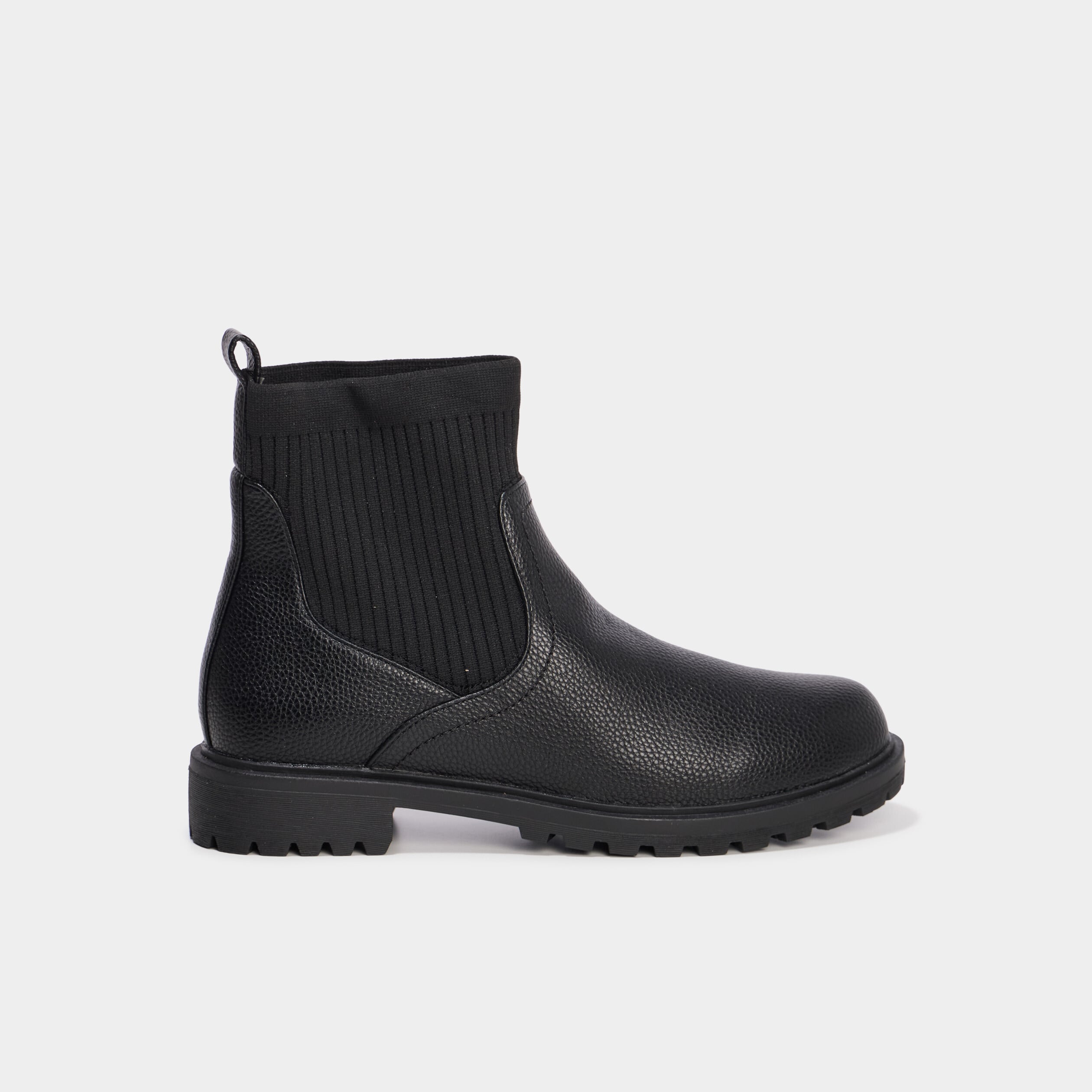 Boots chaussettes crant&eacute;es noir femme