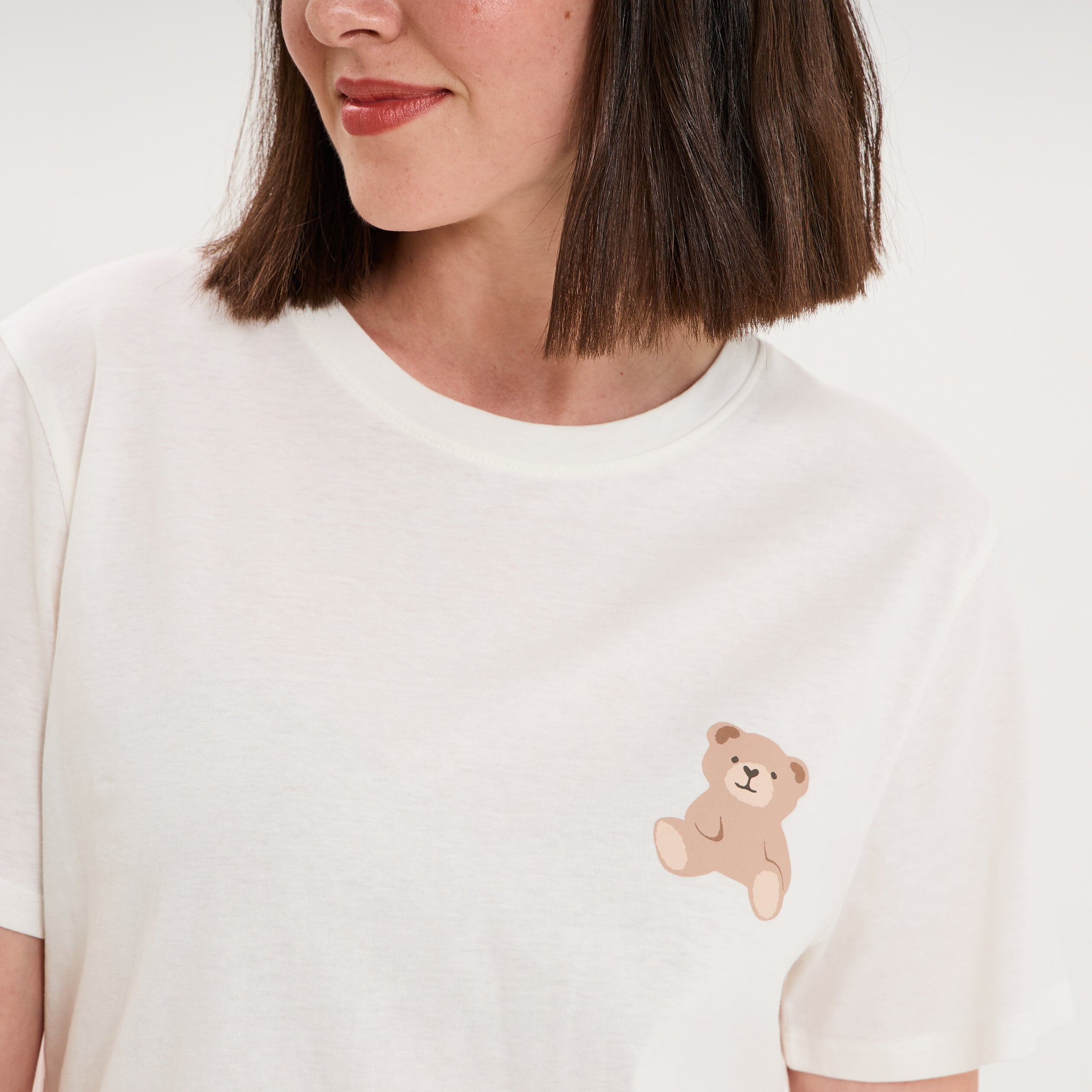 T-shirt col rond manches courtes coton blanc femme