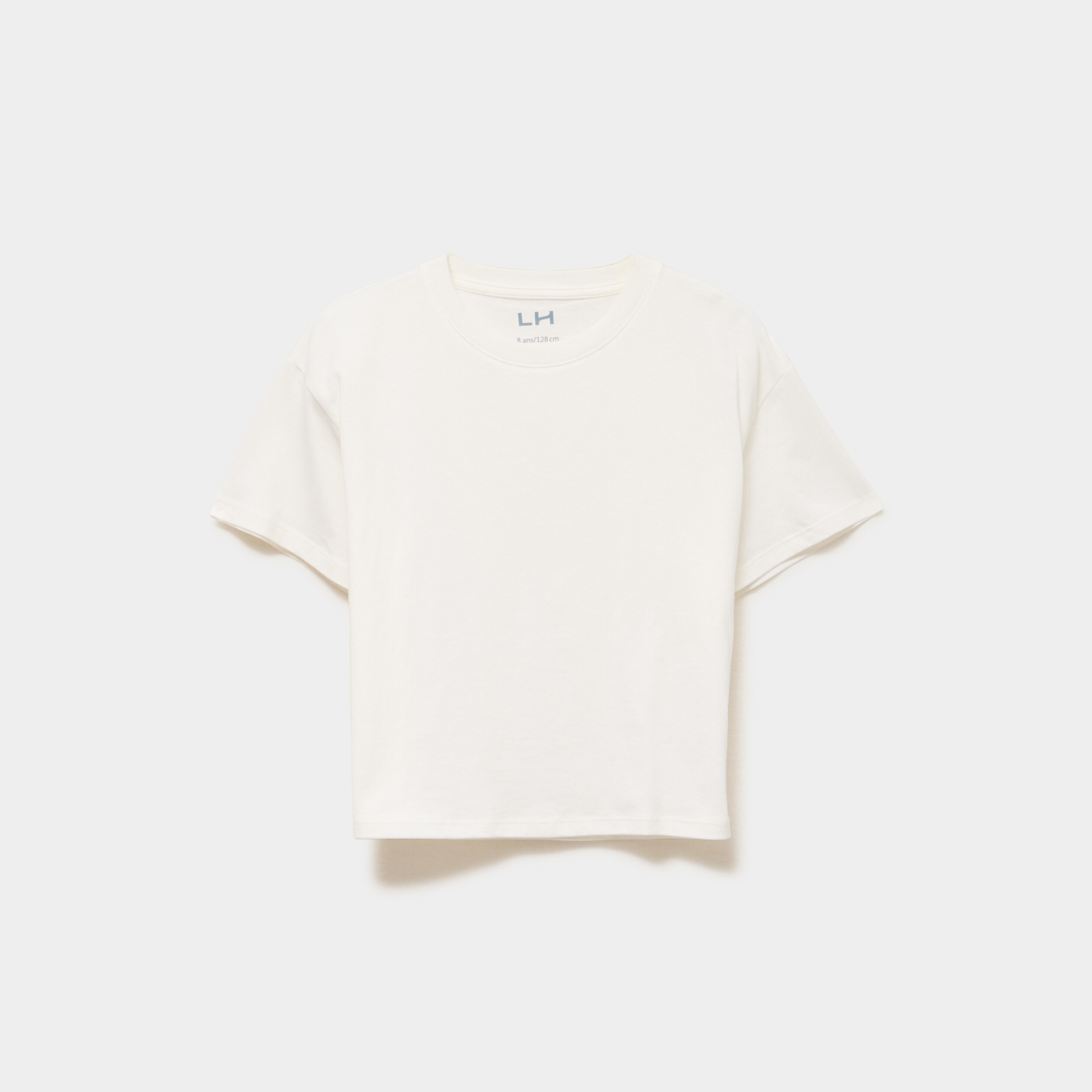 T-shirt manches courtes coton ivoire fille