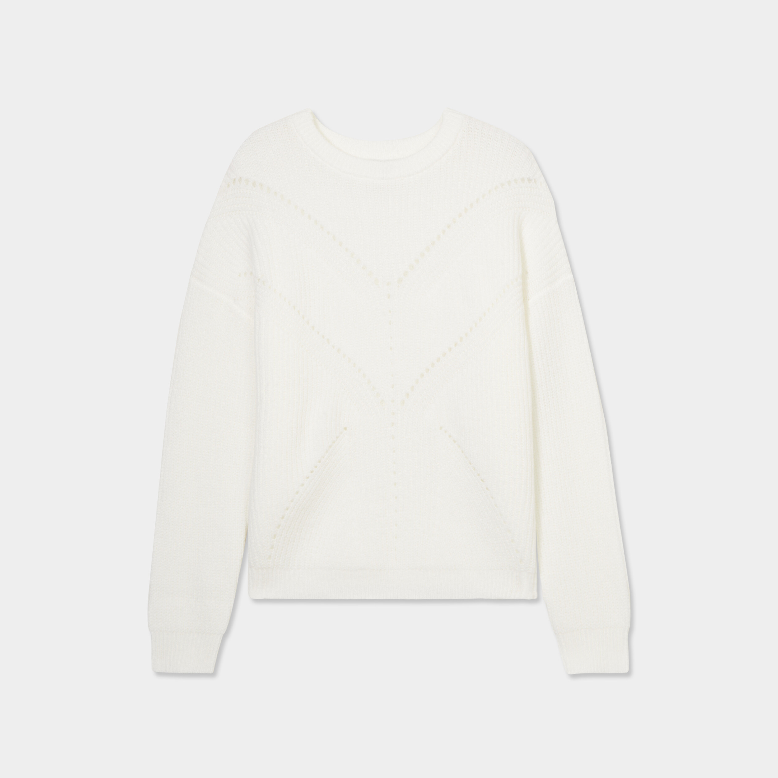 pull col rond aspect laineux blanc femme Pull col rond aspect laineux blanc femme