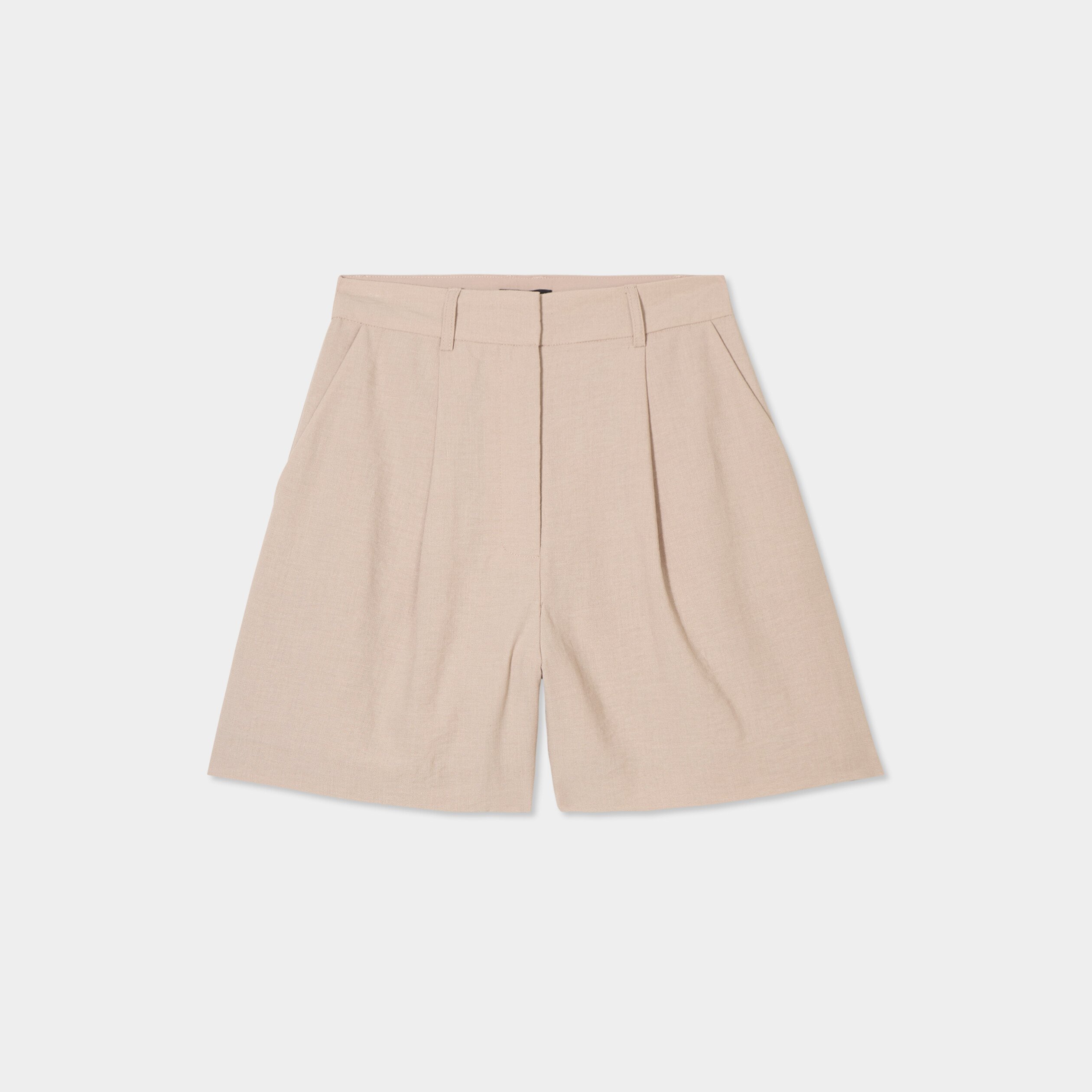 short large avec pinces beige femme Short large avec pinces beige femme