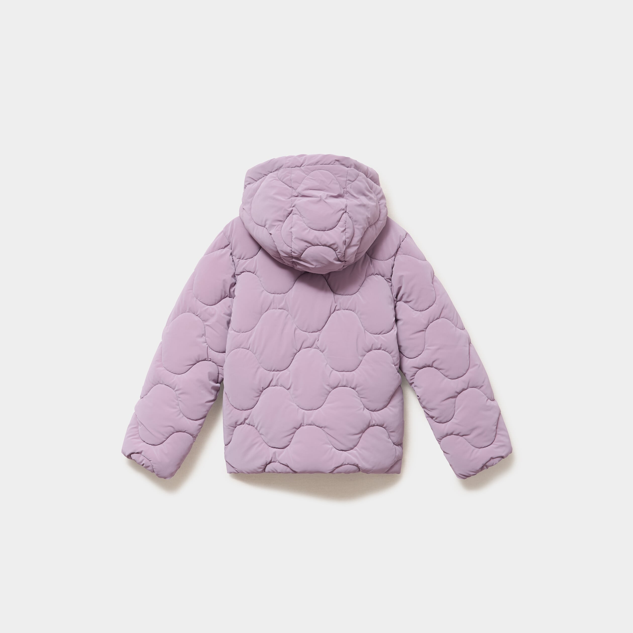 Doudoune matelass&eacute;e &agrave; capuche courte mauve fille