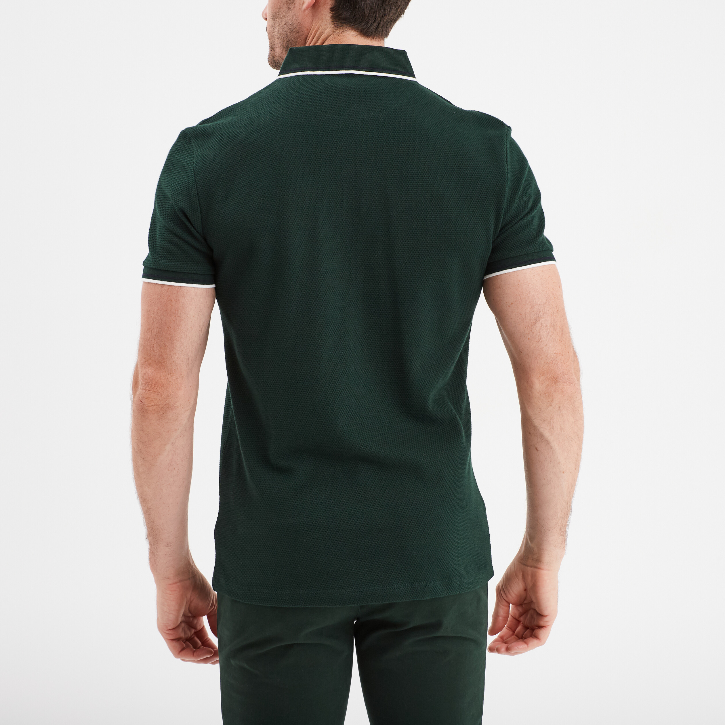polo manches courtes 1 poche coton vert fonce homme Polo manches courtes 1 poche coton vert foncé homme