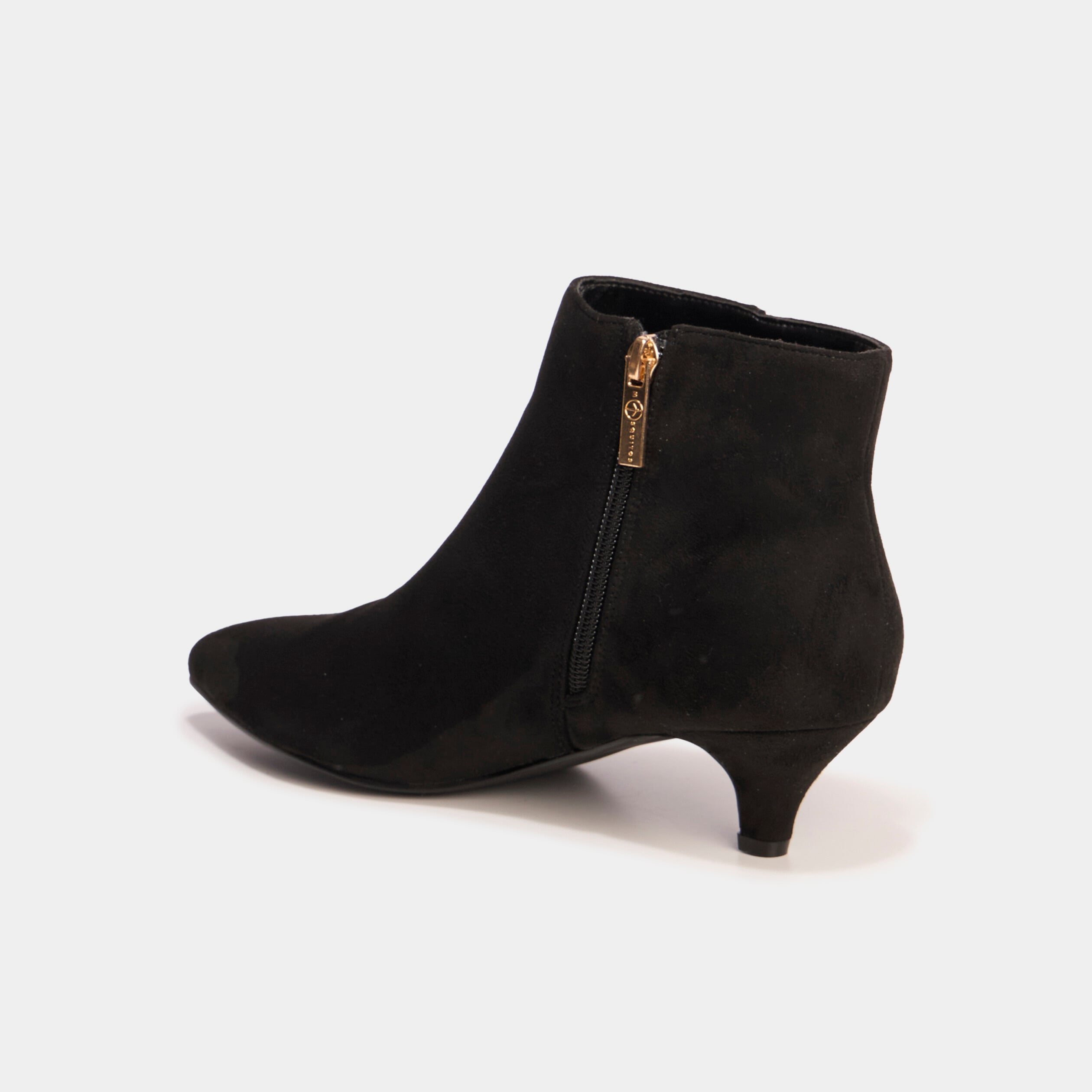 Boots effet su&eacute;dine kitten heels noir femme