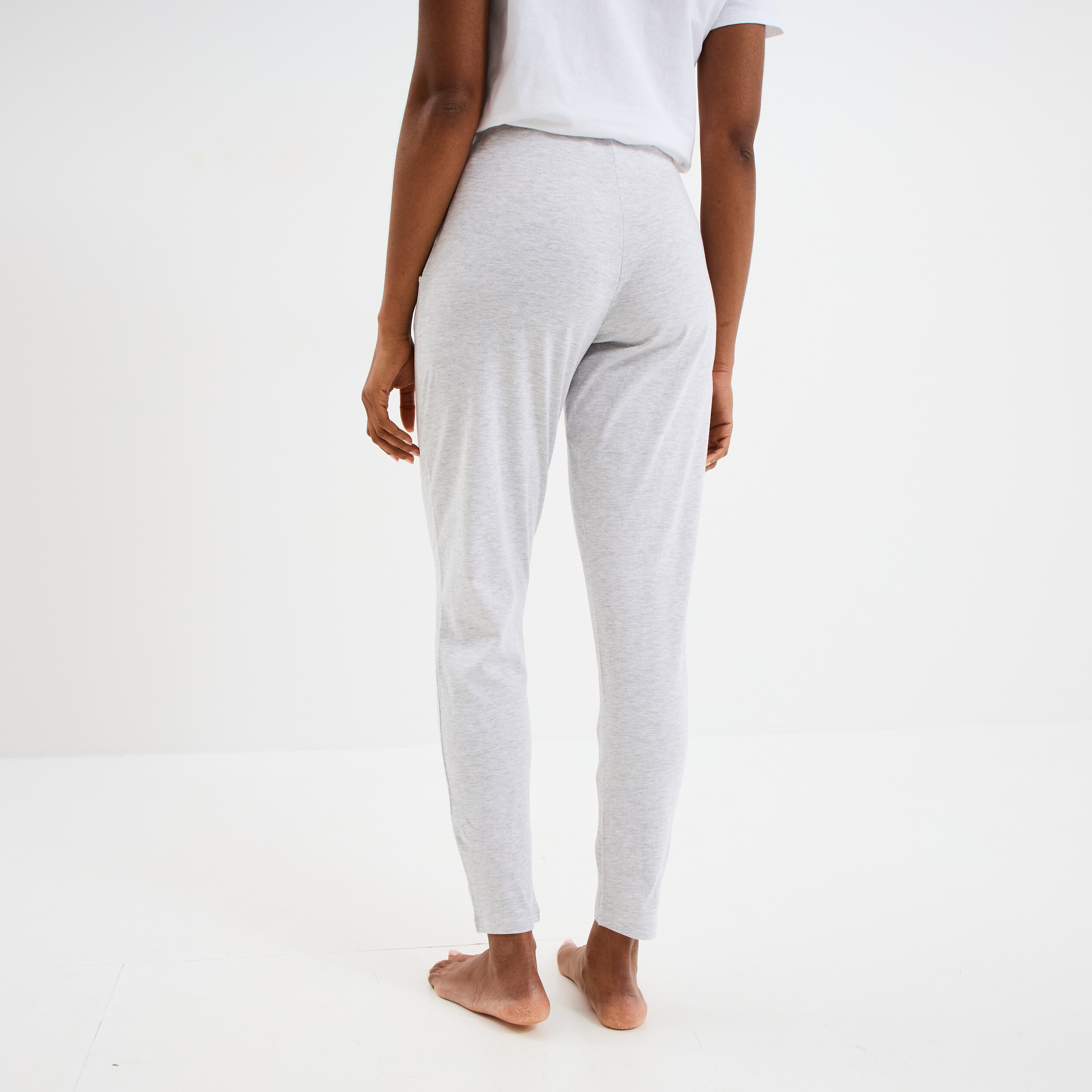 Pantalon de pyjama ajusté gris clair femme