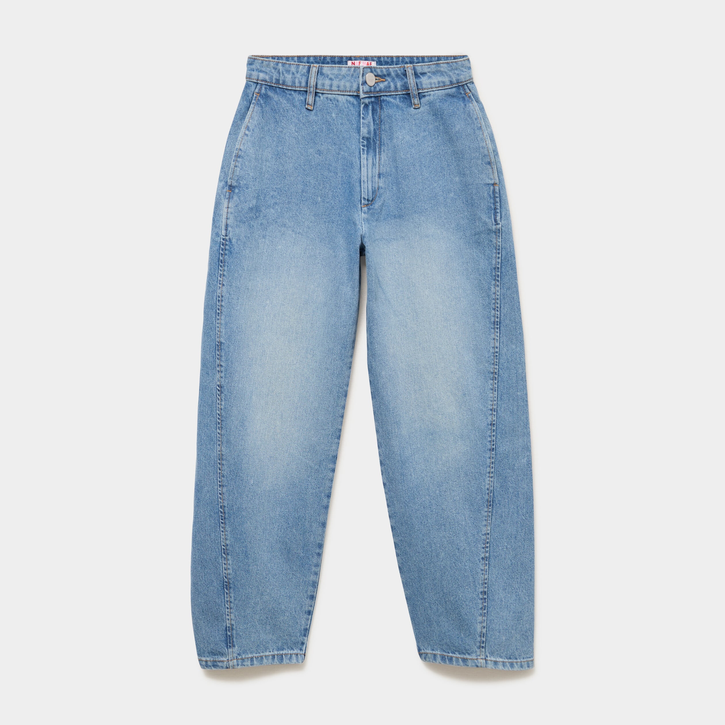 Jean barrel taille haute denim stone femme
