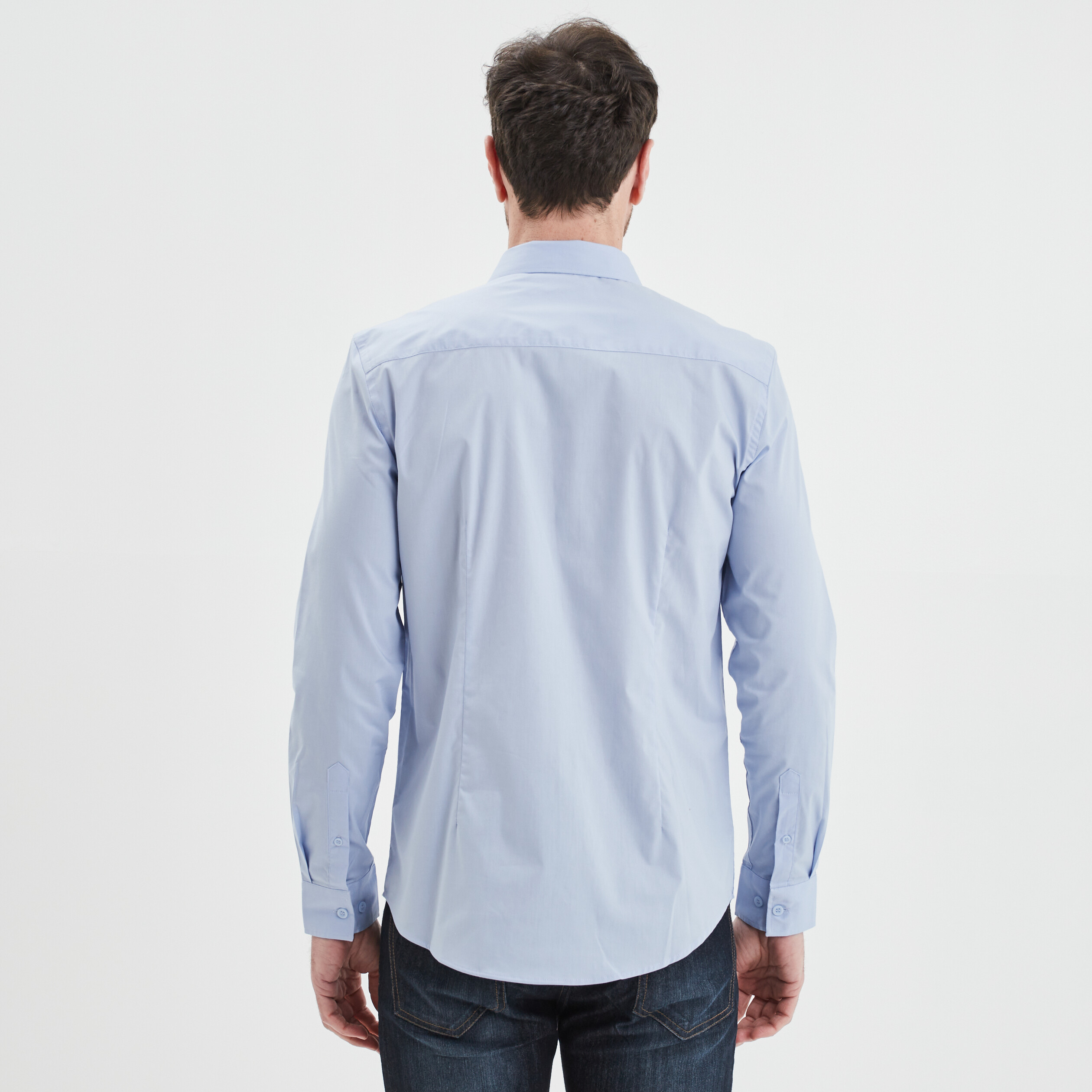 Chemise stretch manches longues bleu ciel homme