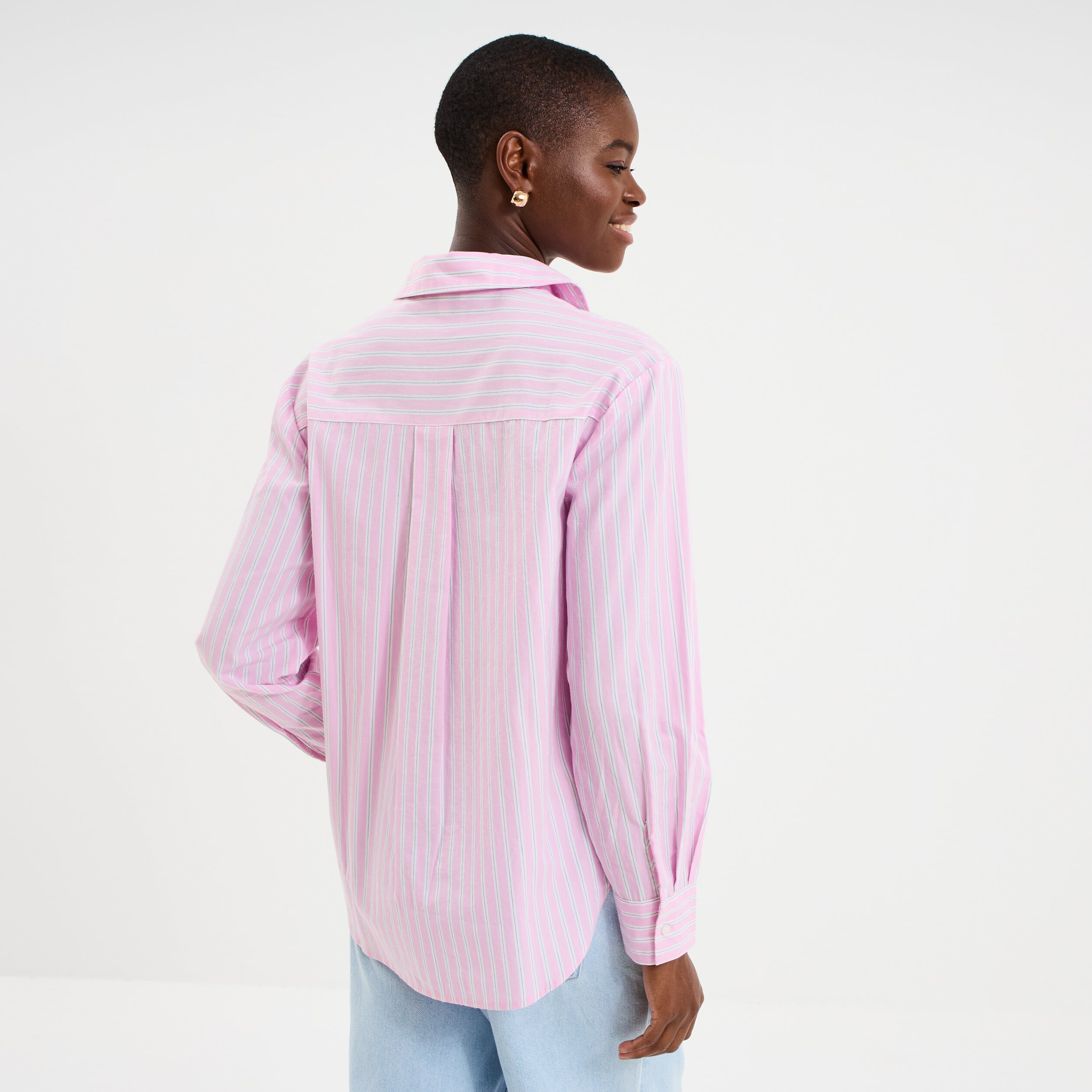 Chemise oversize 1 poche coton ecru femme