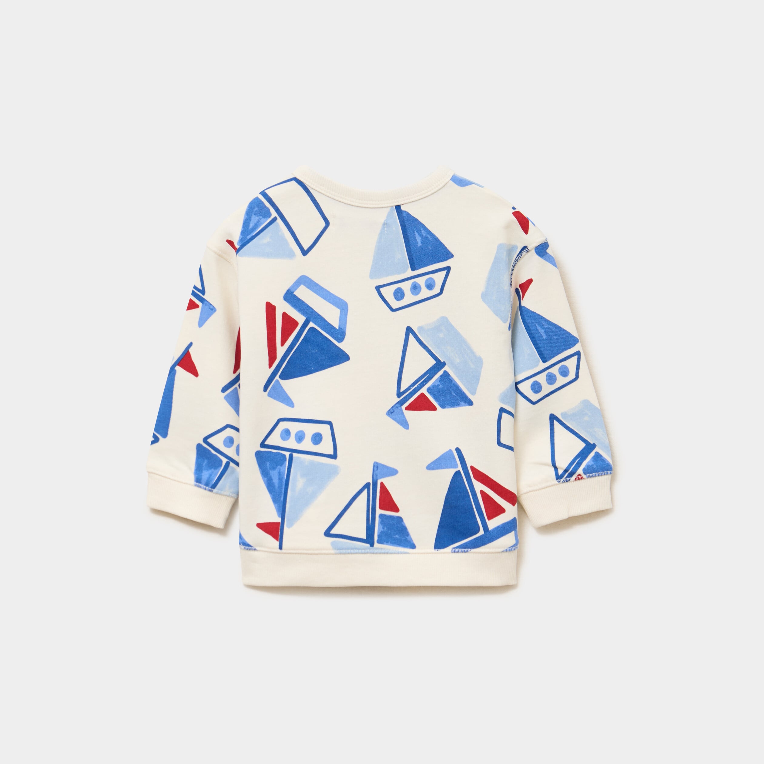 Sweat molleton col rond &eacute;paule boutonn&eacute;e ecru b&eacute;b&eacute; gar&ccedil;on
