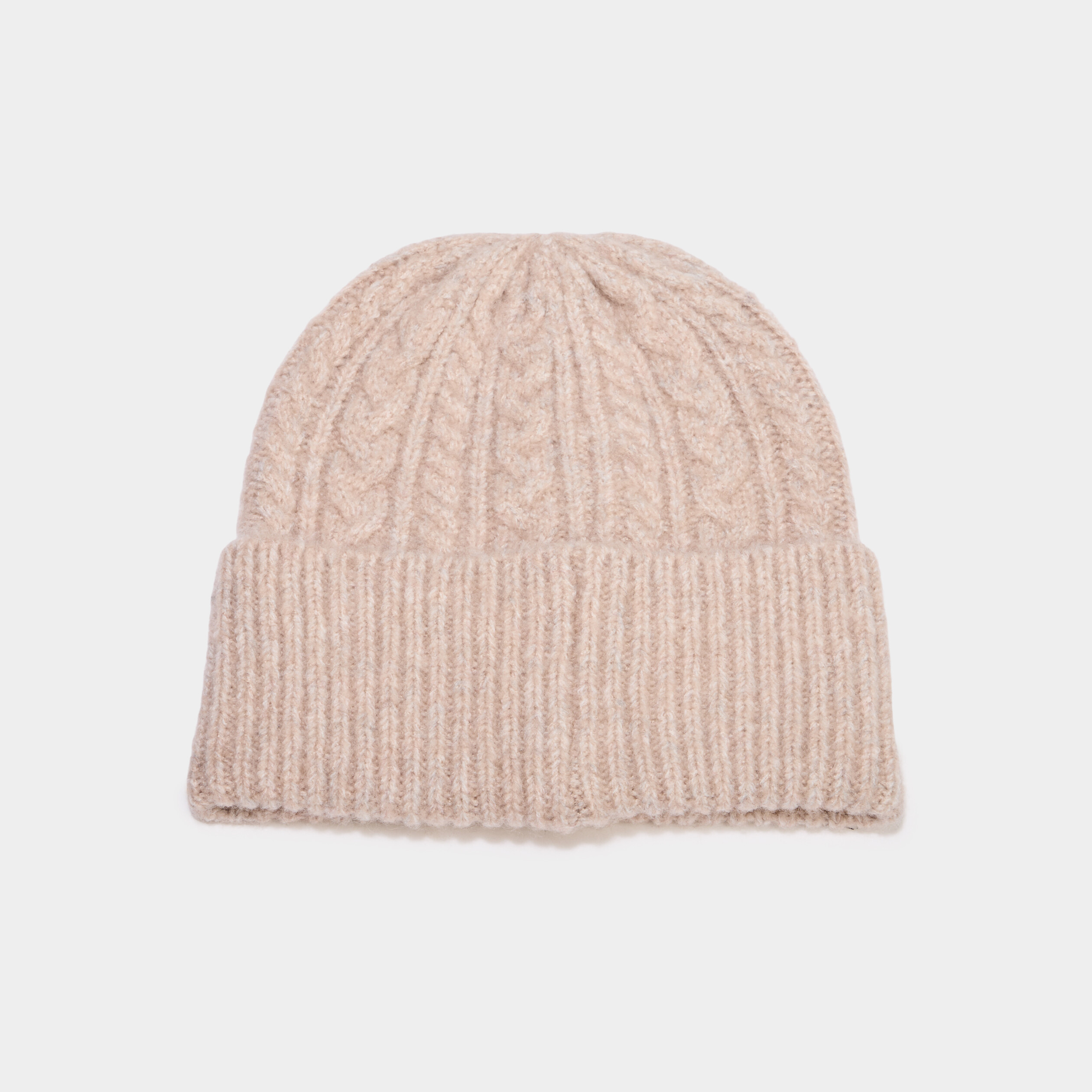 Bonnet tricot&eacute; torsades beige femme