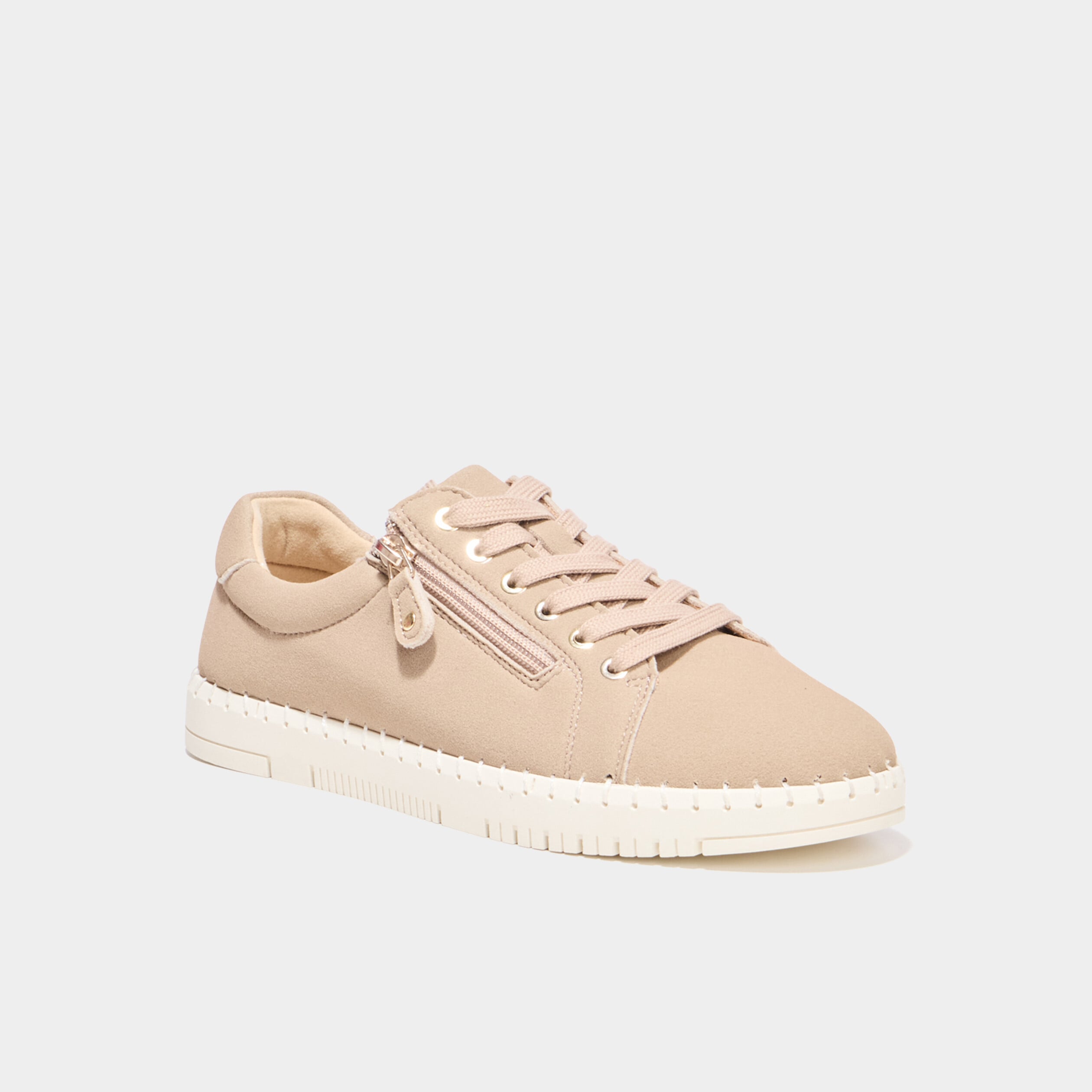 Tennis basses zipp&eacute;es sable femme
