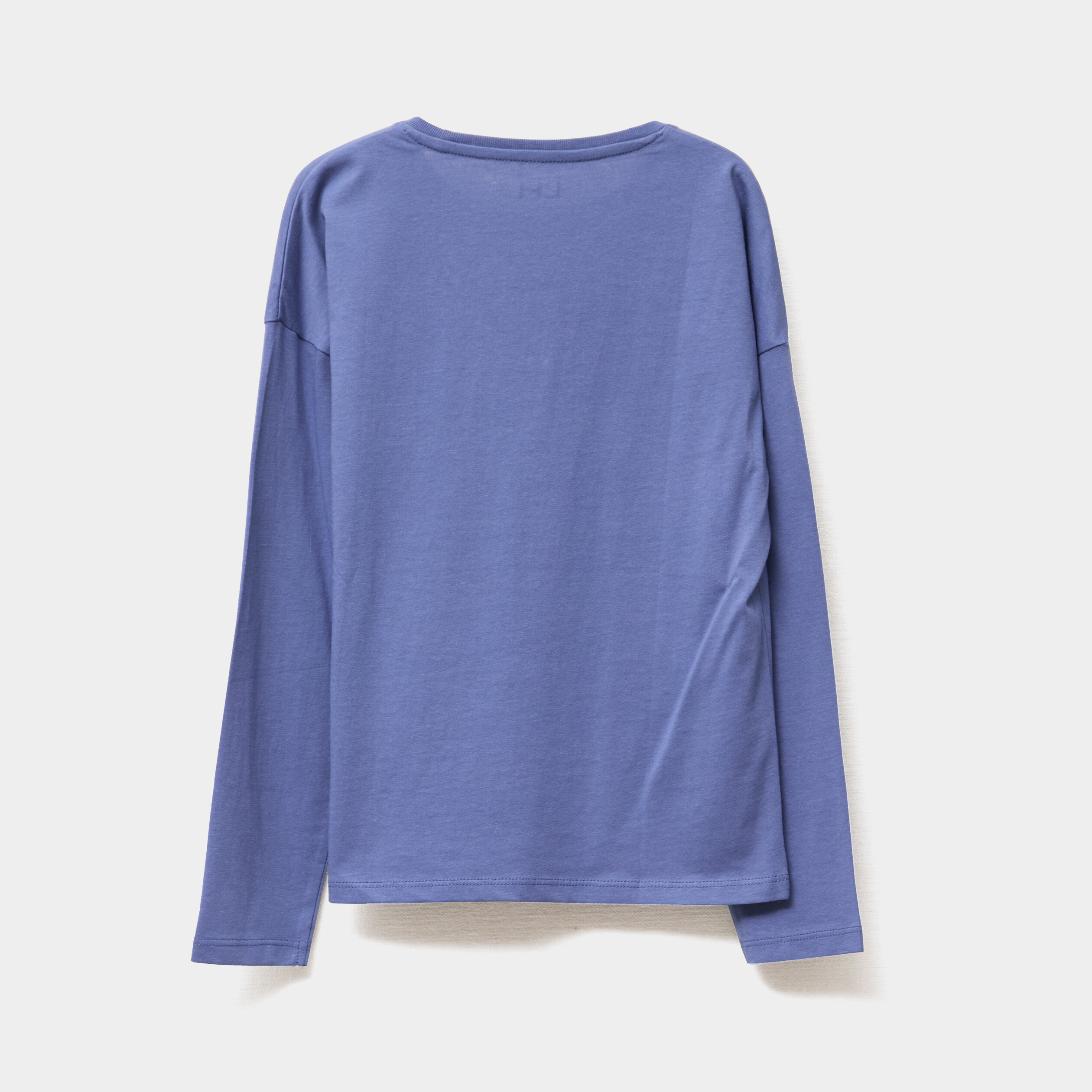T-shirt col rond manches longues coton bleu gris fille