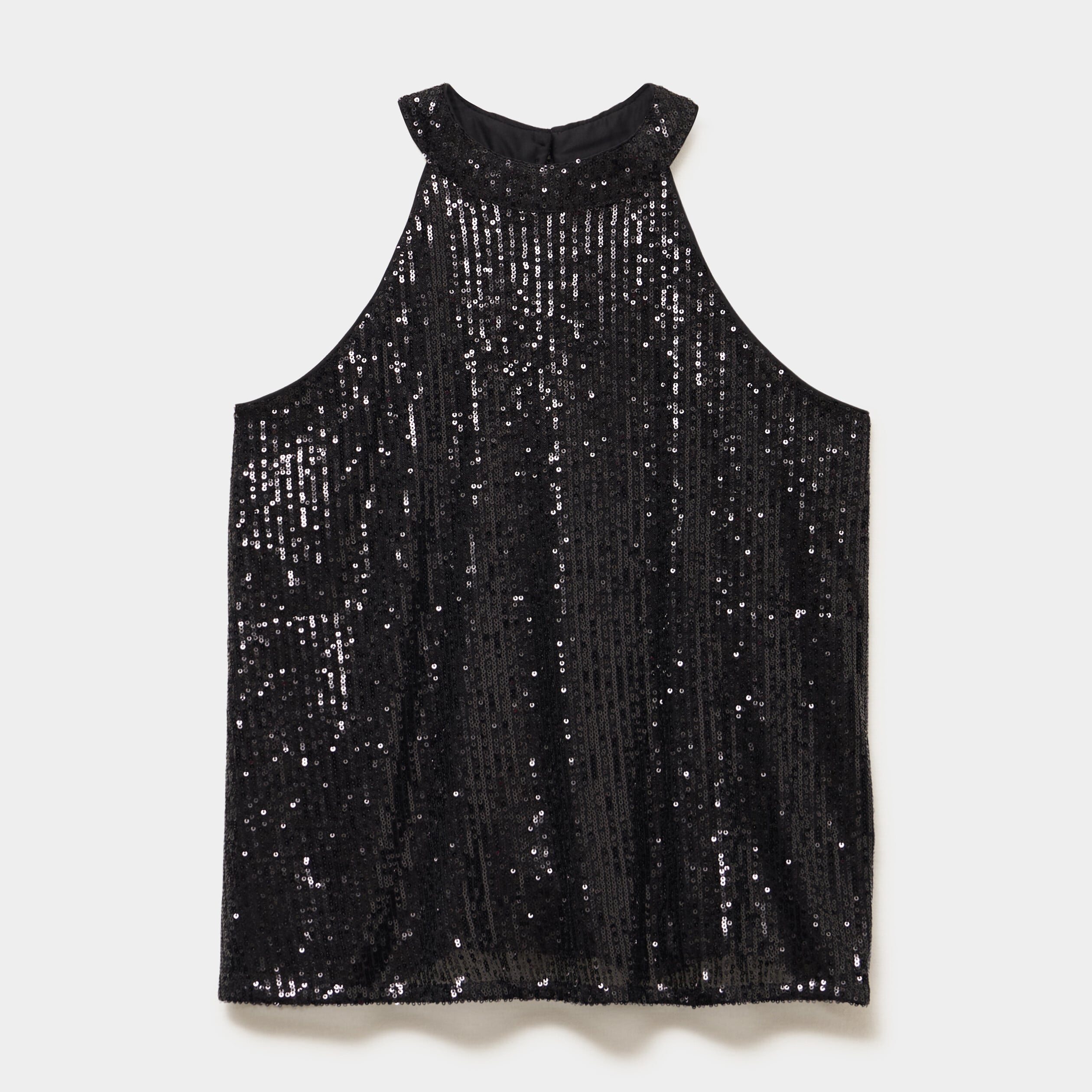 D&eacute;bardeur sequins et encolure am&eacute;ricain noir femme