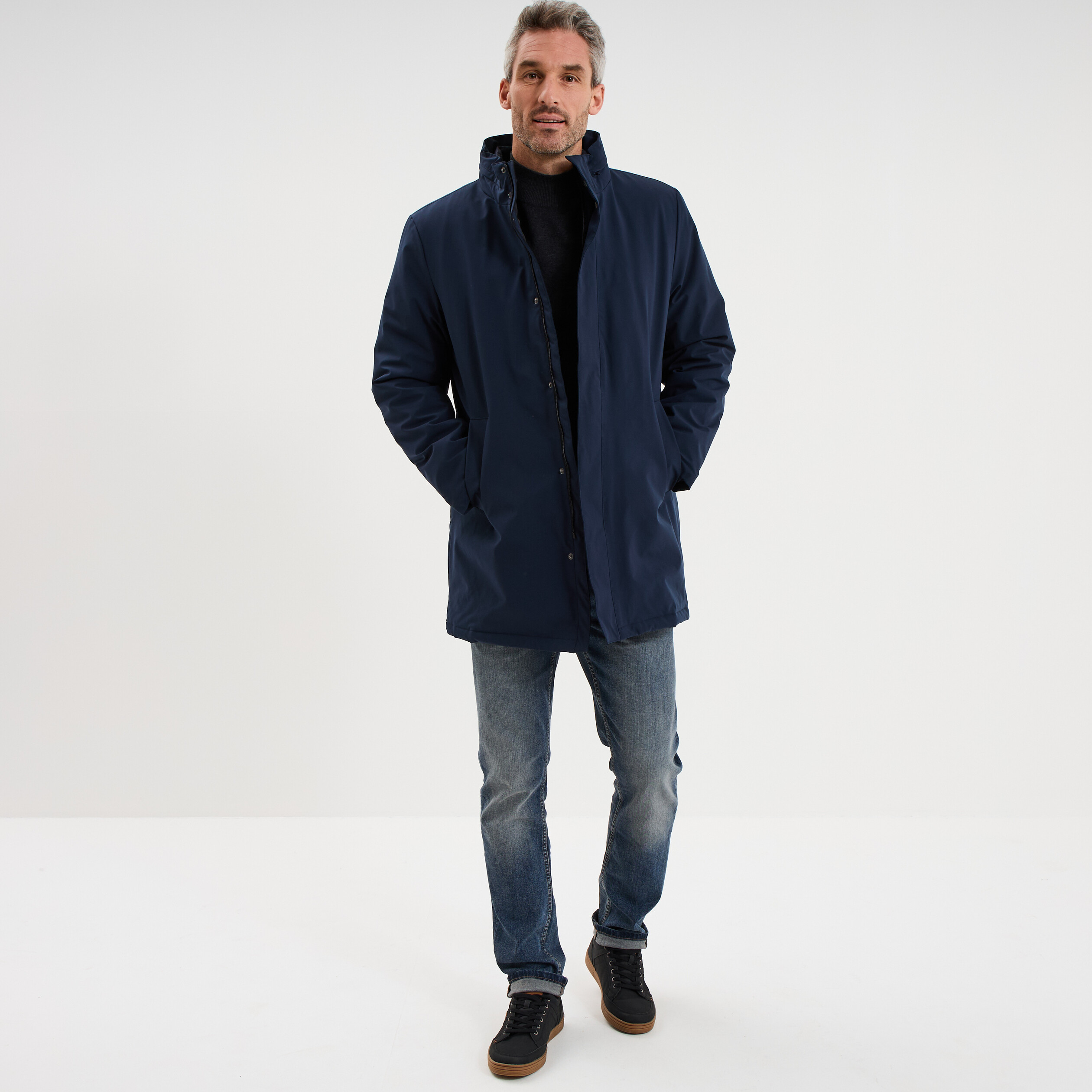 Parka 3-en-1 d&eacute;perlante bleu fonc&eacute; homme
