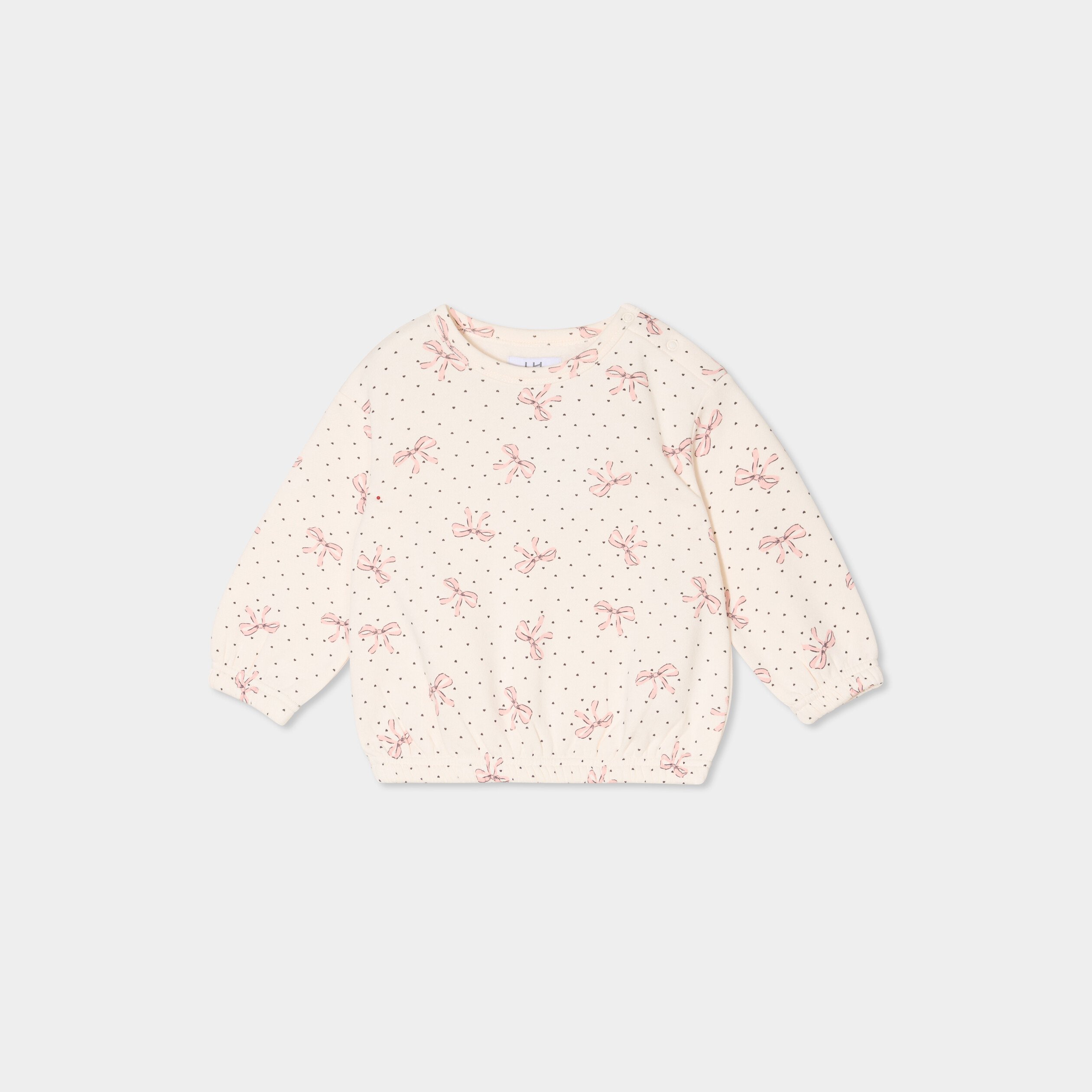 Sweat oversize manches longues col rond creme bébé fille