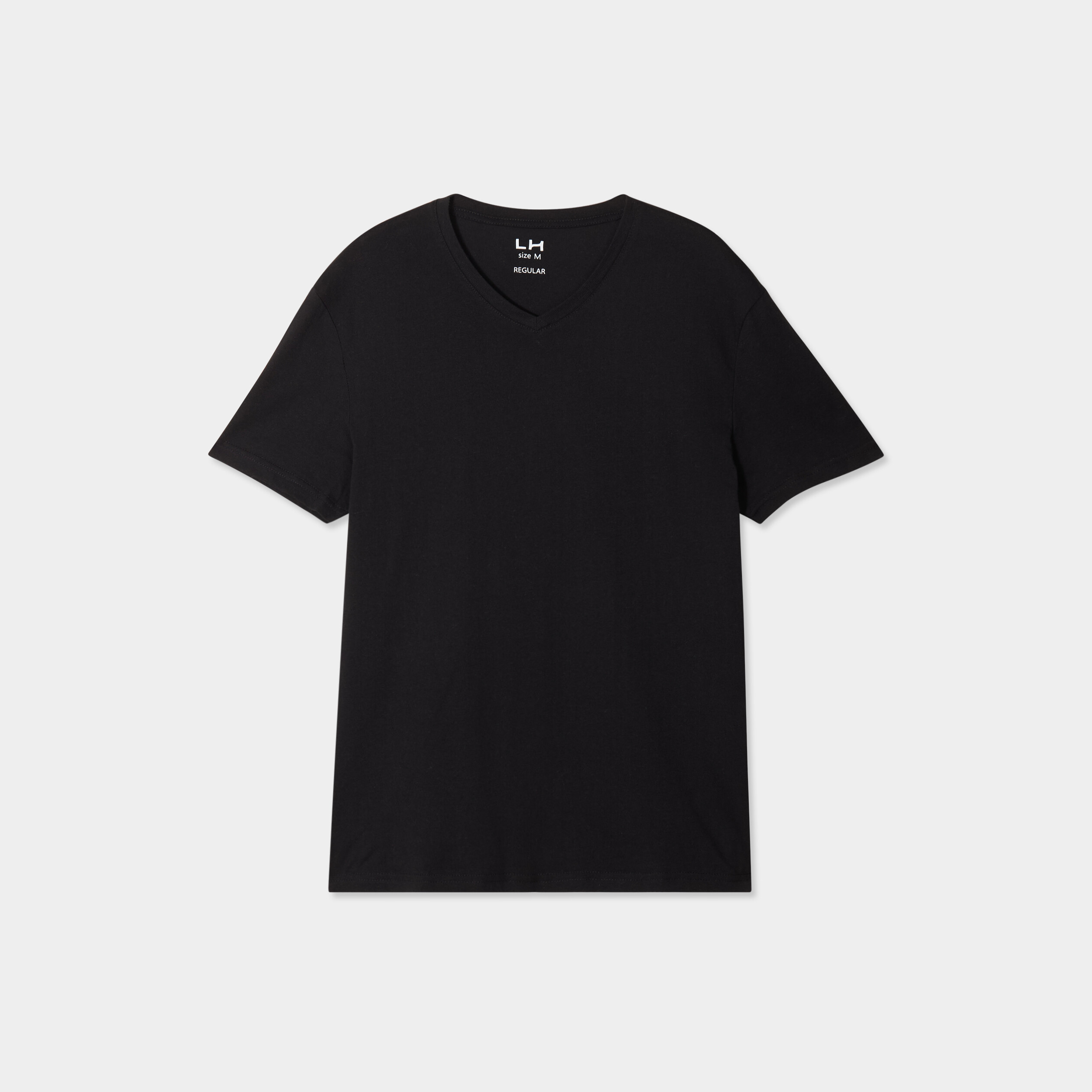 T-shirt manches courtes coton col V noir homme