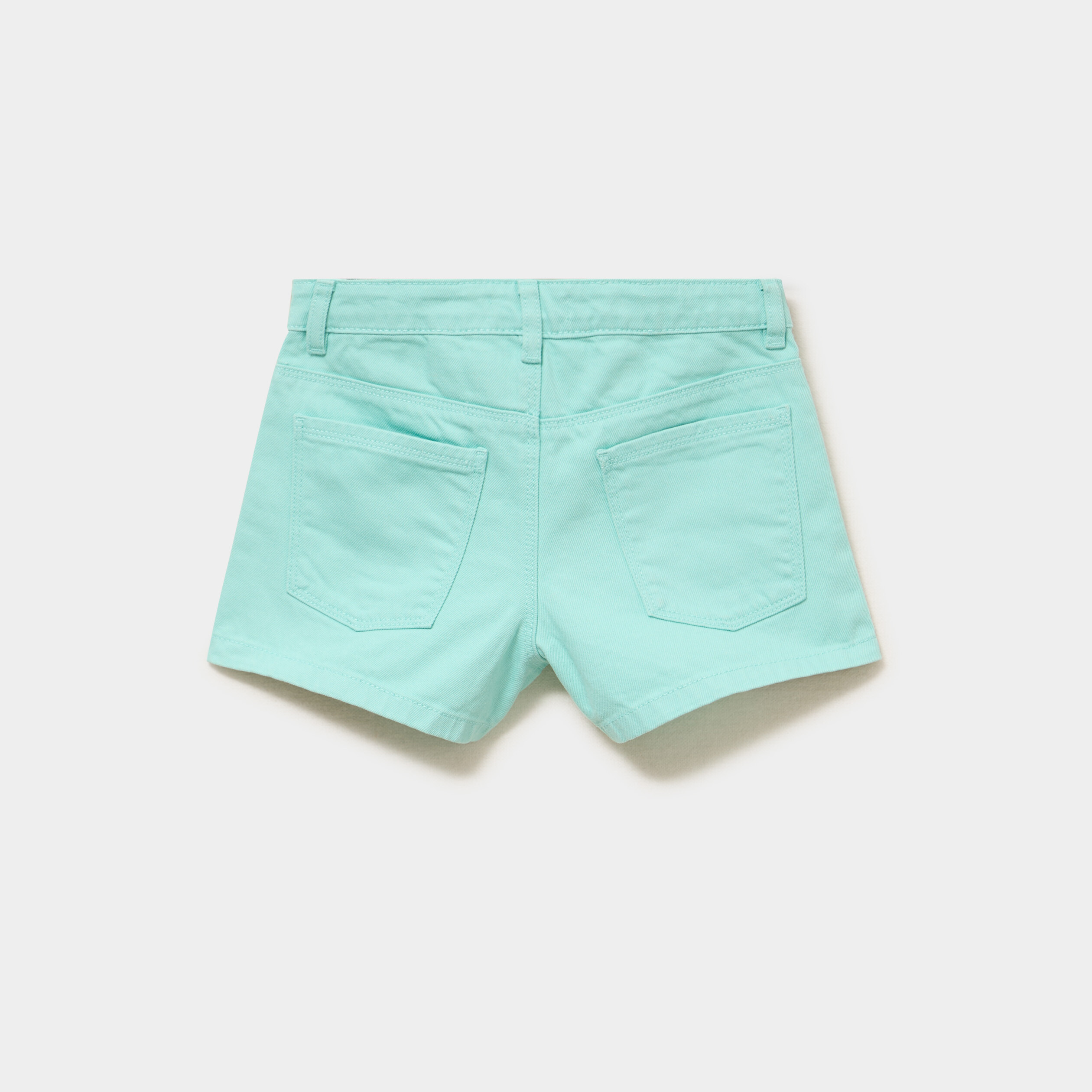 Short droit en coton taille ajustable vert clair fille