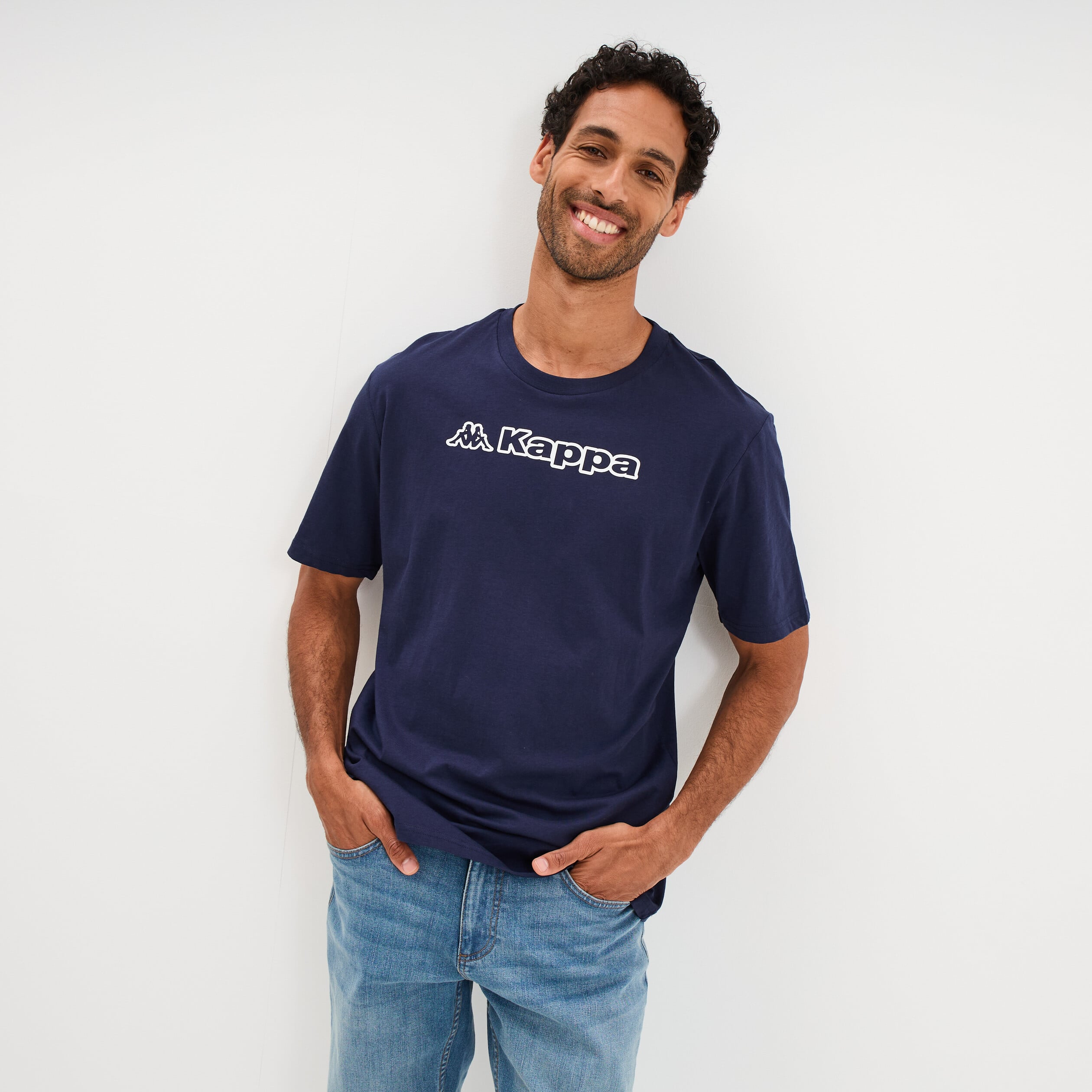 T-shirt avec manches courtes coton Kappa bleu gris homme