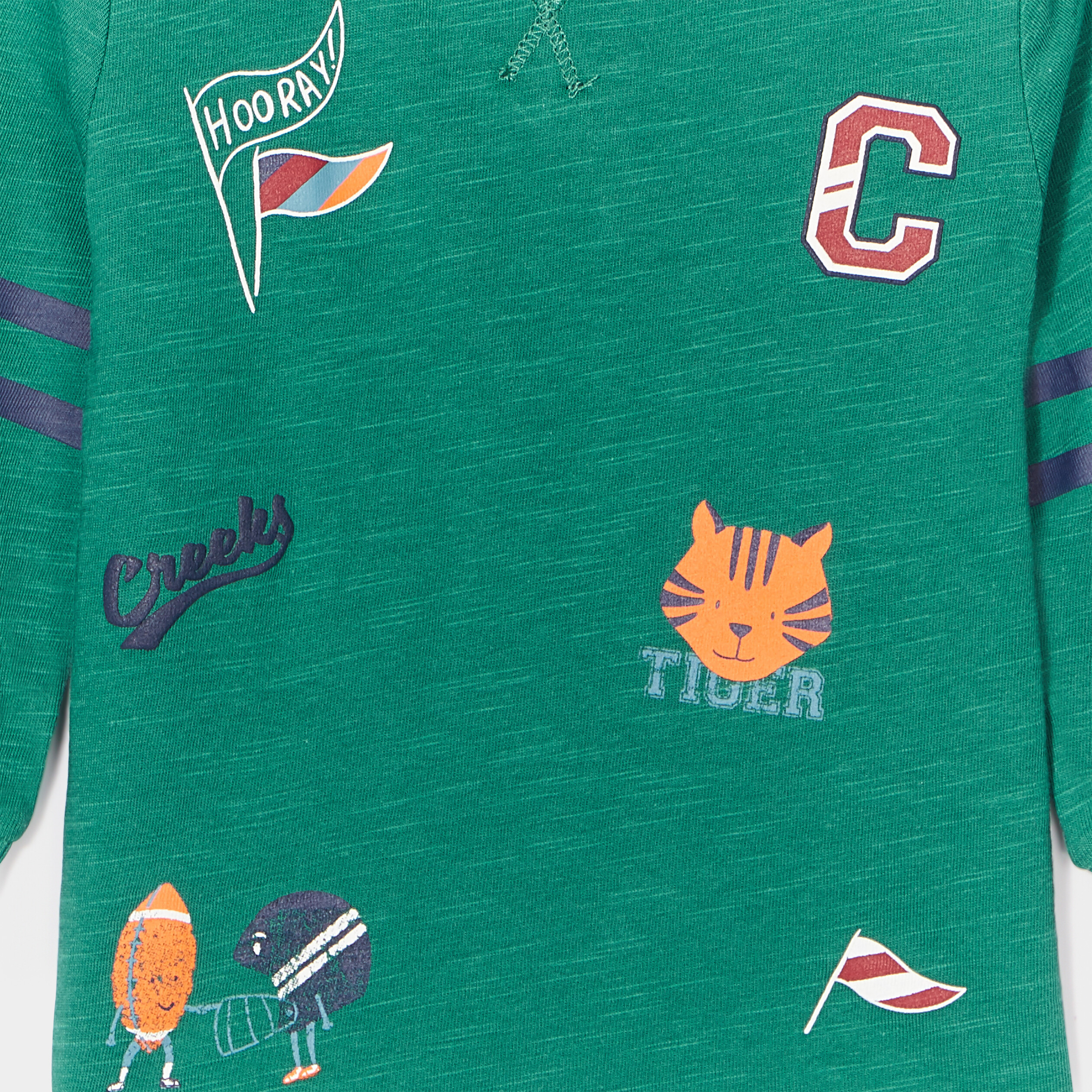 T-shirt col rond épaule boutonnée Creeks vert émeraude bébé garçon