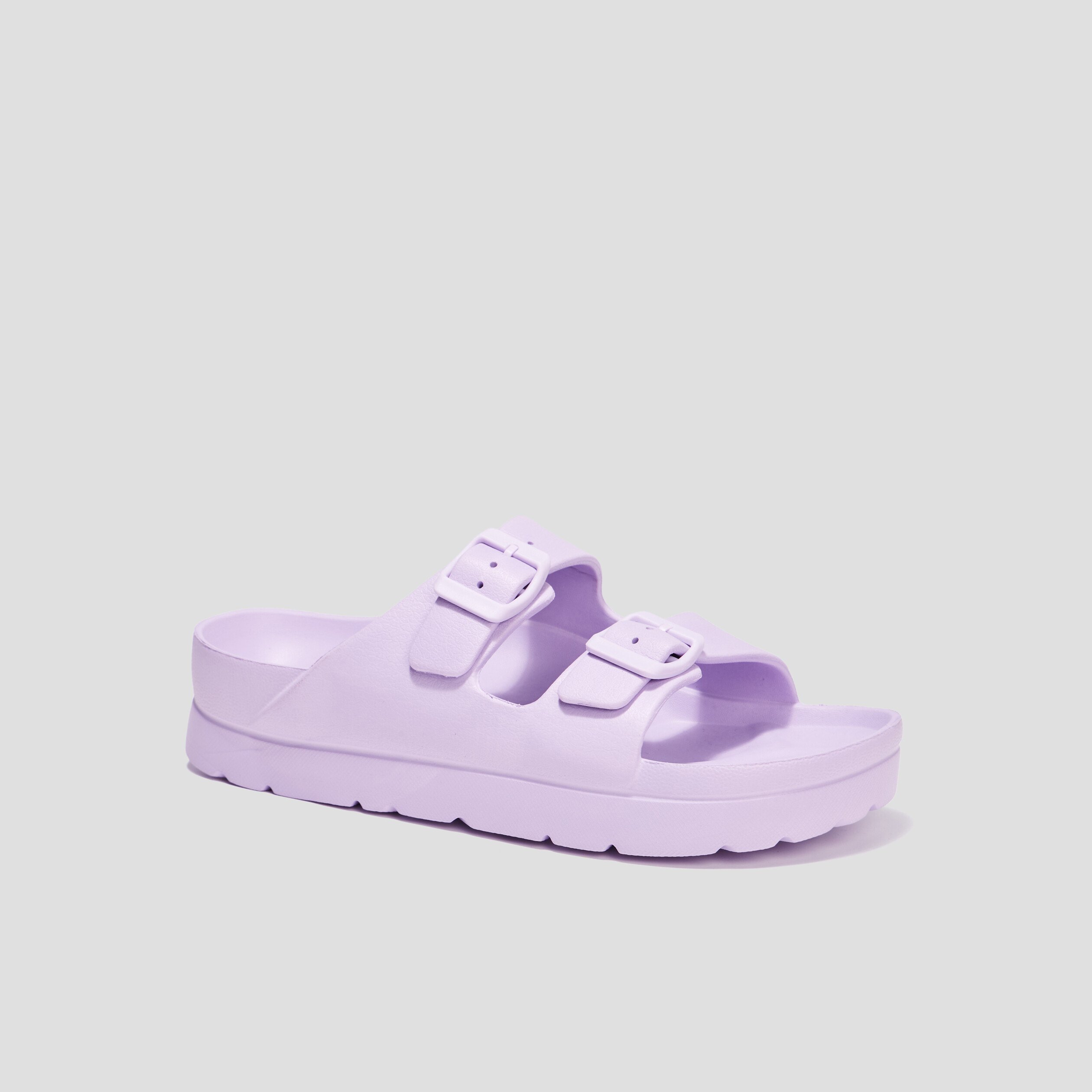 mules compensees avec boucles rose femme Mules compensées avec boucles rose femme