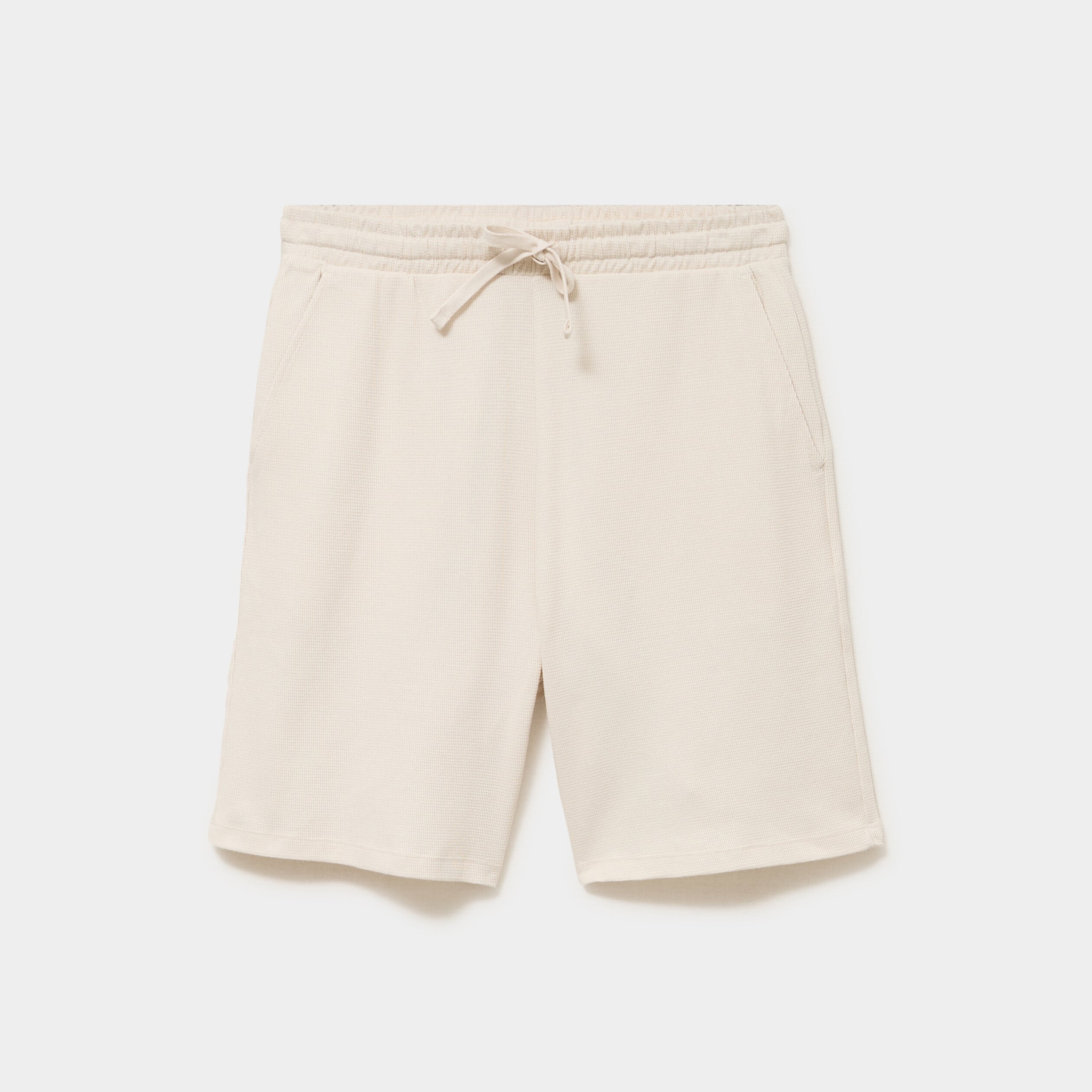 Bermuda chino textur&eacute; coupe droite coton ecru homme