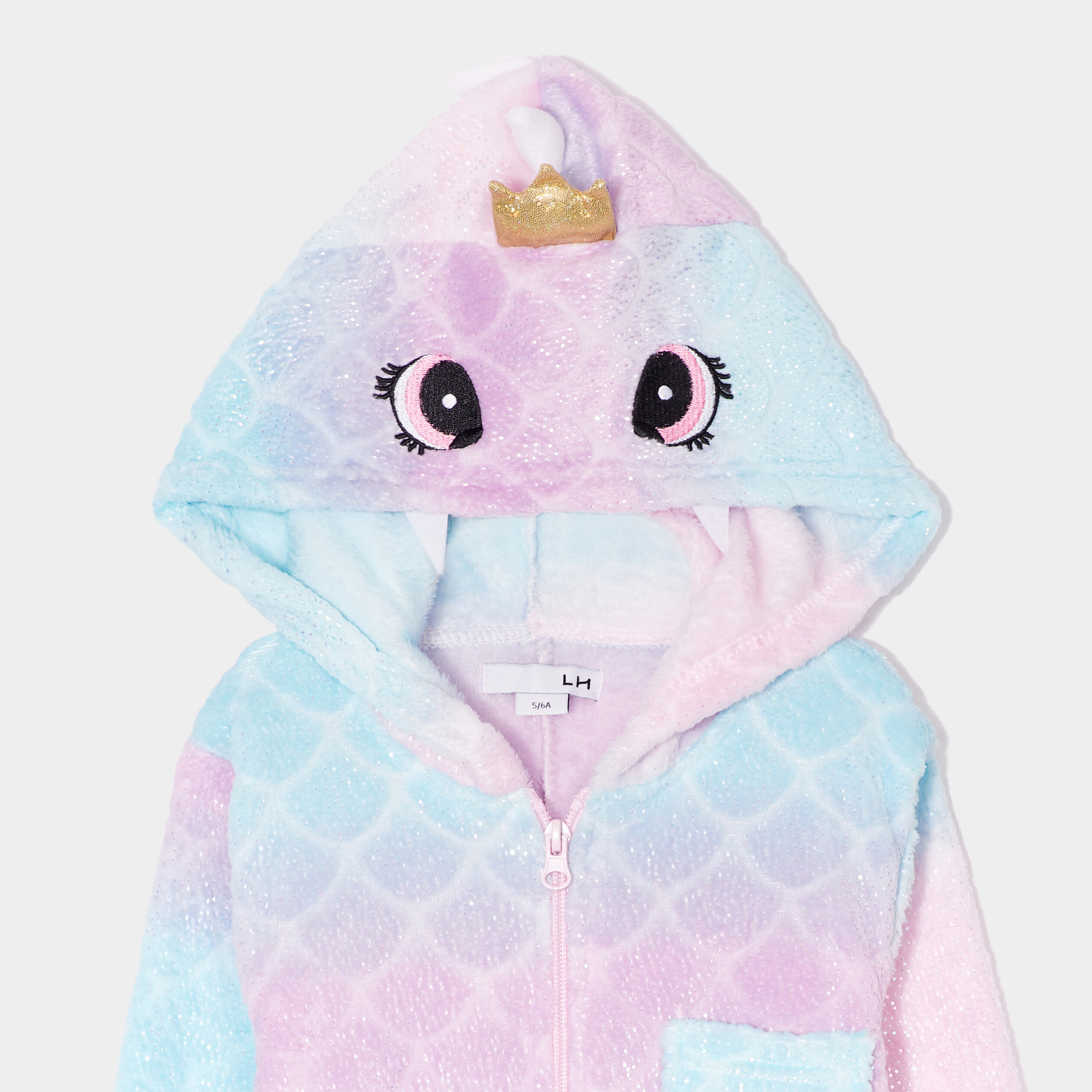 Combinaison pyjama pilou zippée capuche multicolore fille