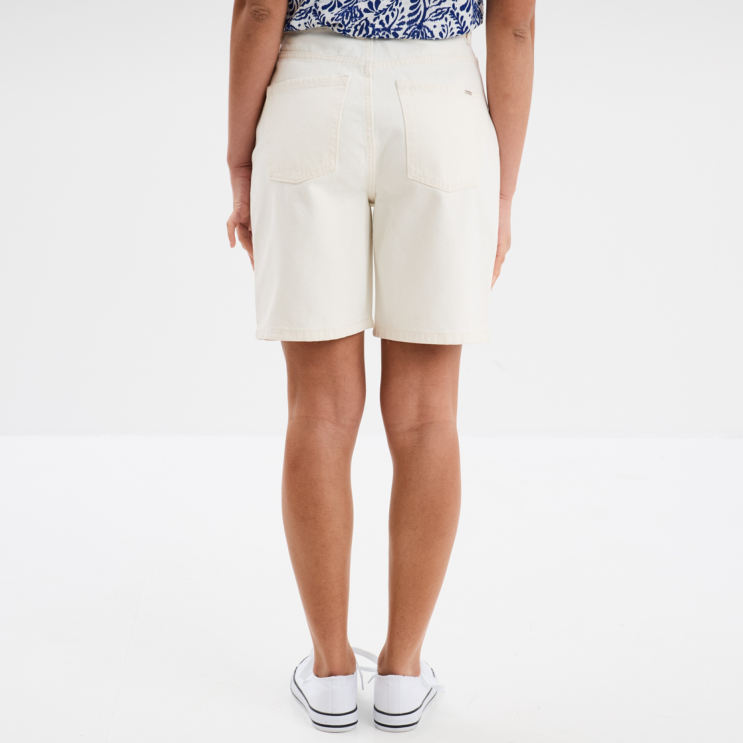 bermuda droit coton ecru femme Bermuda droit coton ecru femme