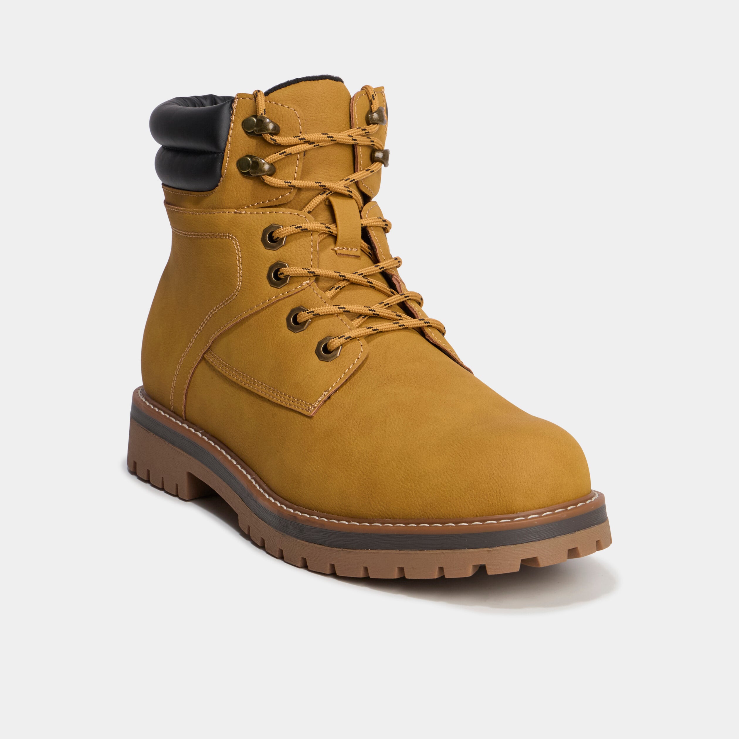 Bottines &agrave; bout rond lacets jaune homme