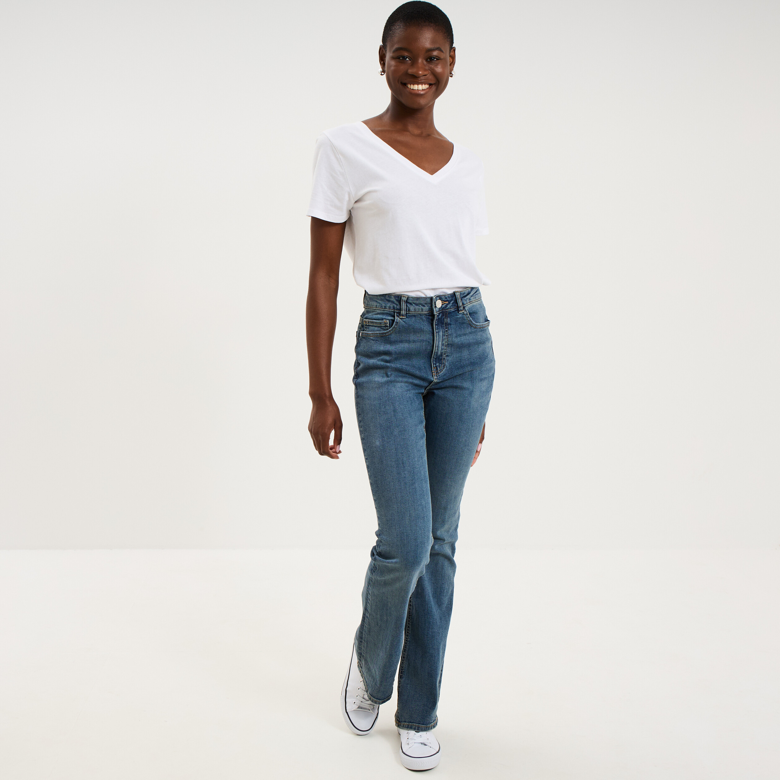 Jeans flare 5 poches denim dirty femme