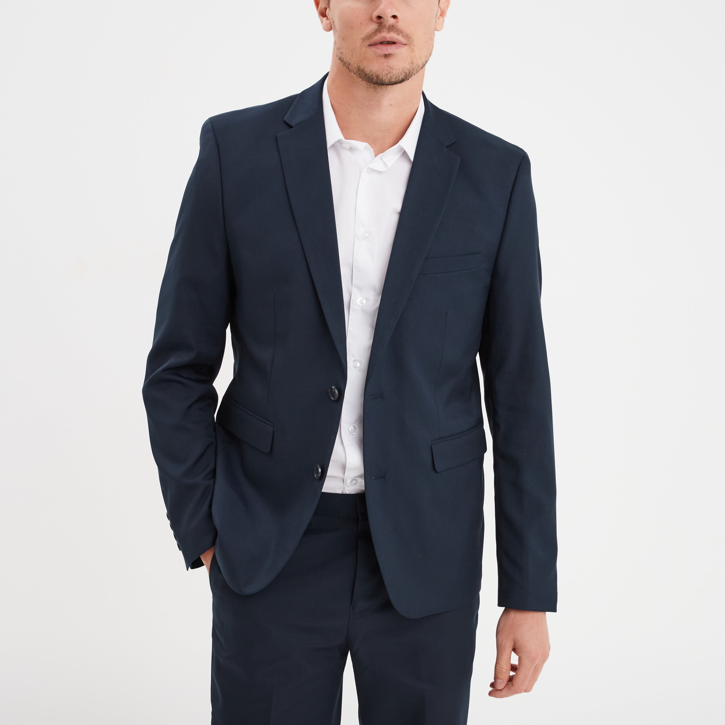 Veste de costume droite ajust&eacute;e bleu marine homme
