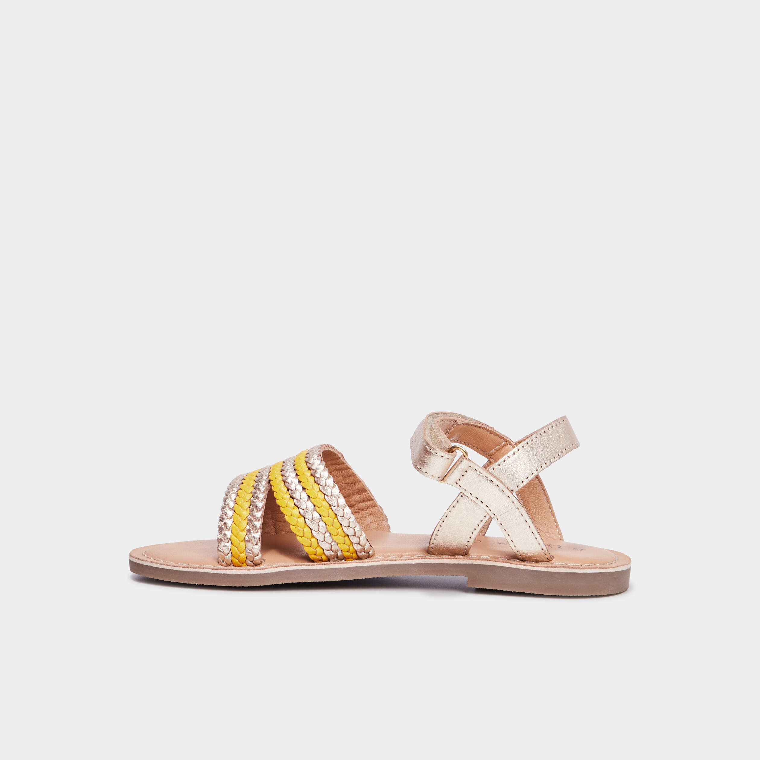 sandales tressees en cuir creeks jaune or fille Sandales tressées en cuir Creeks jaune or fille