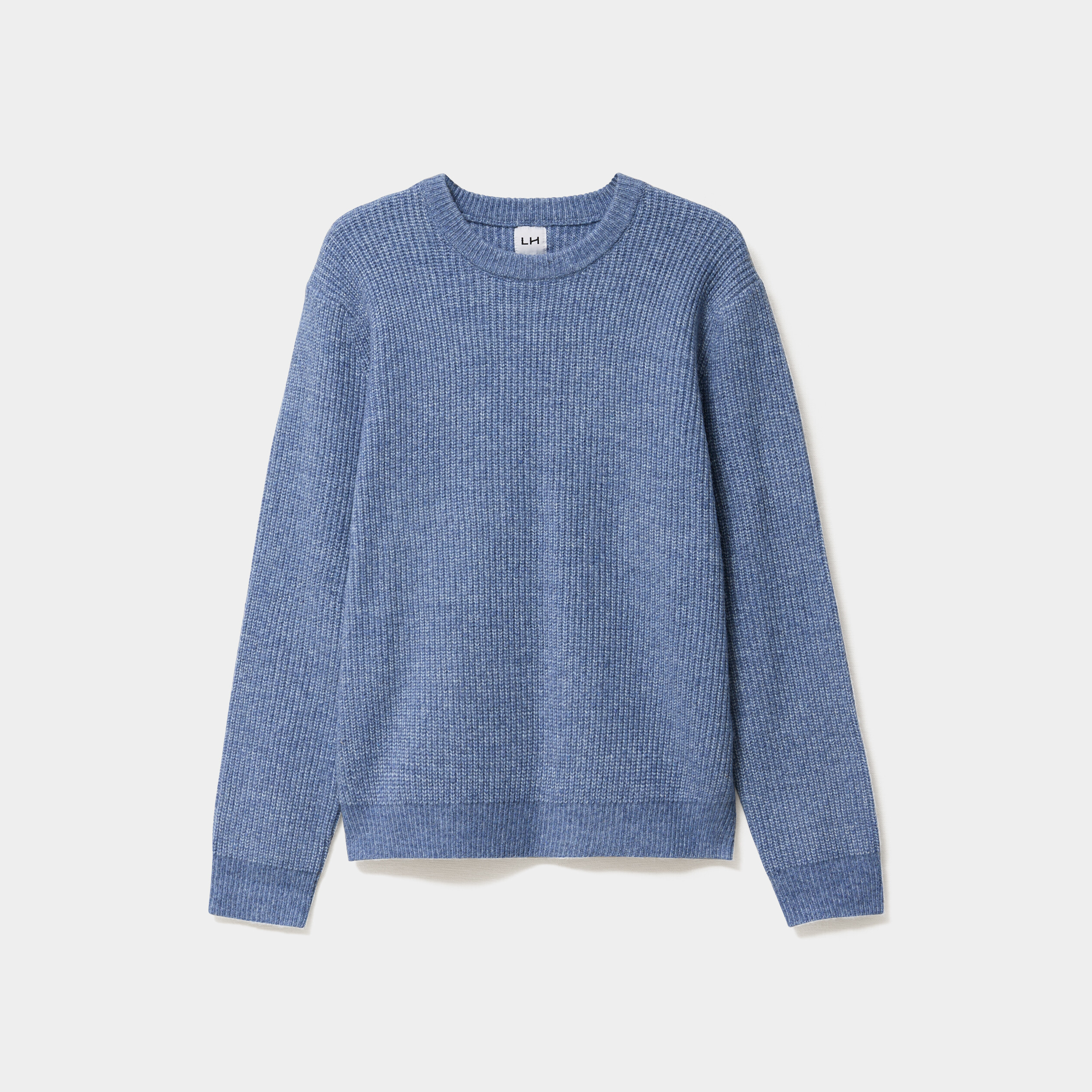 Pull col rond &agrave; manches longues bleu fonc&eacute; homme