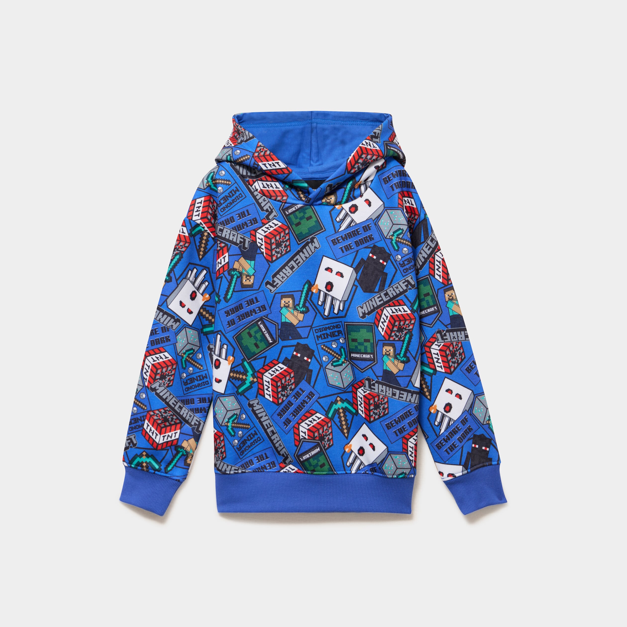 Sweat hoodie &agrave; capuche Minecraft bleu gar&ccedil;on