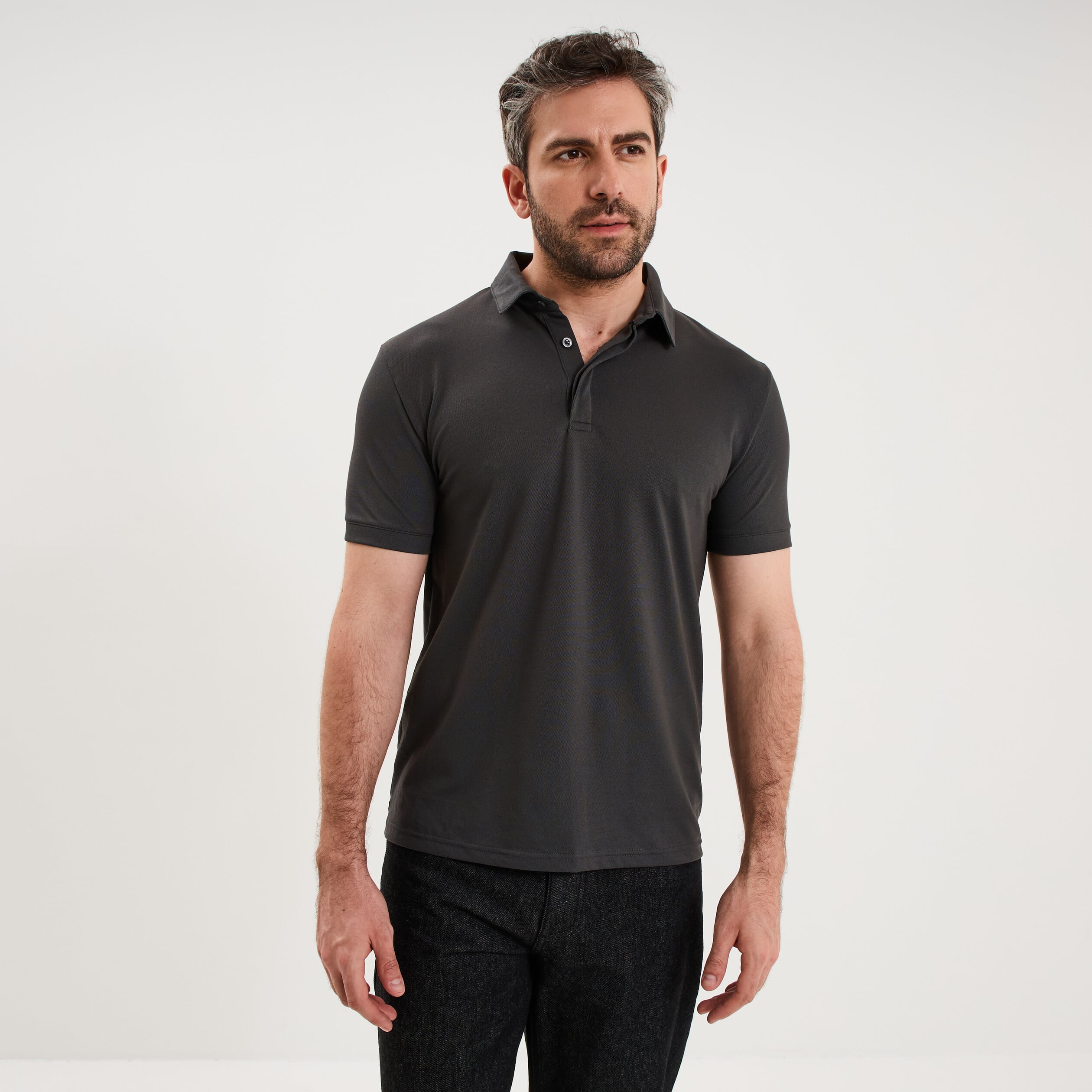 Polo manches courtes gris homme