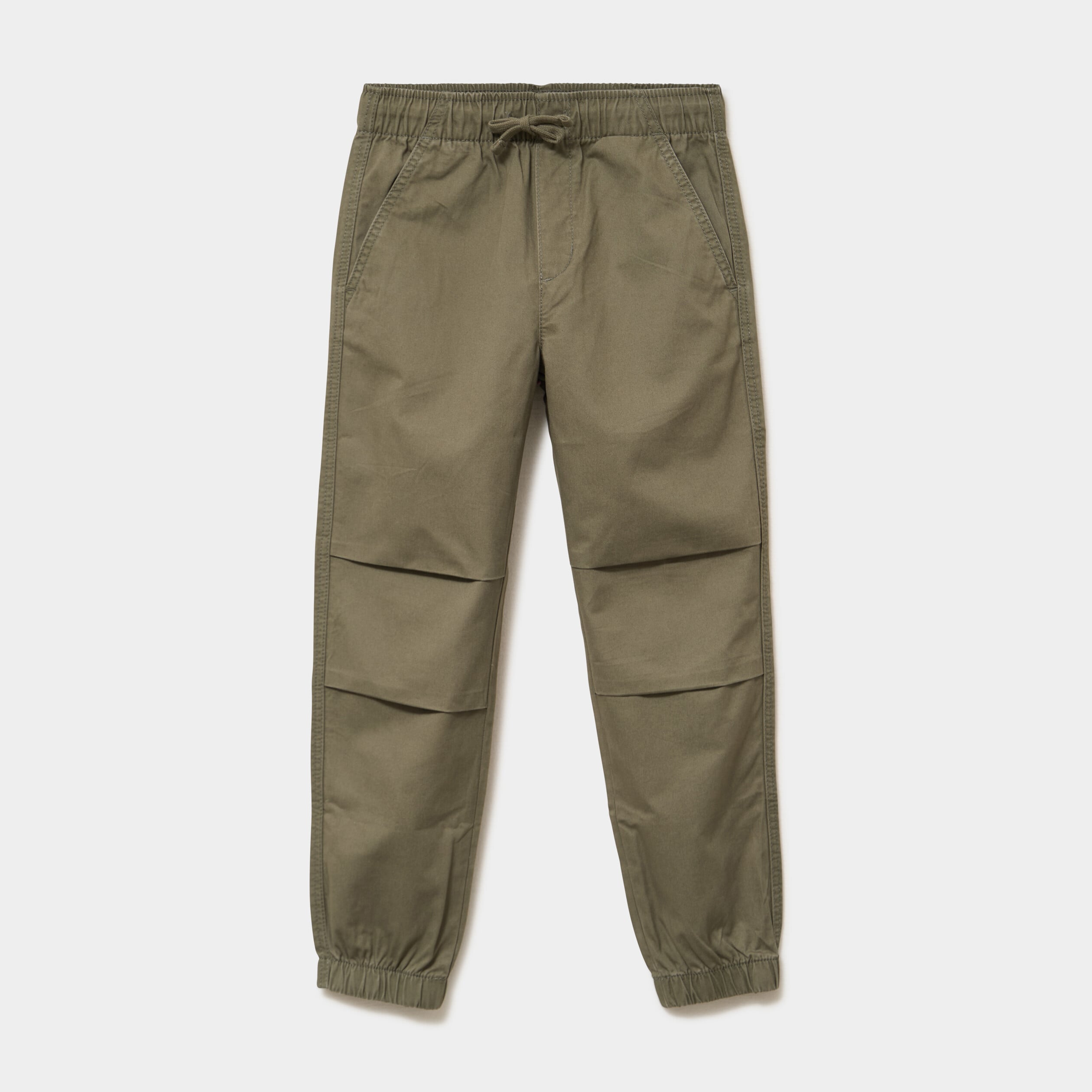 Pantalon battle taille &eacute;lastiqu&eacute;e coton vert kaki gar&ccedil;on