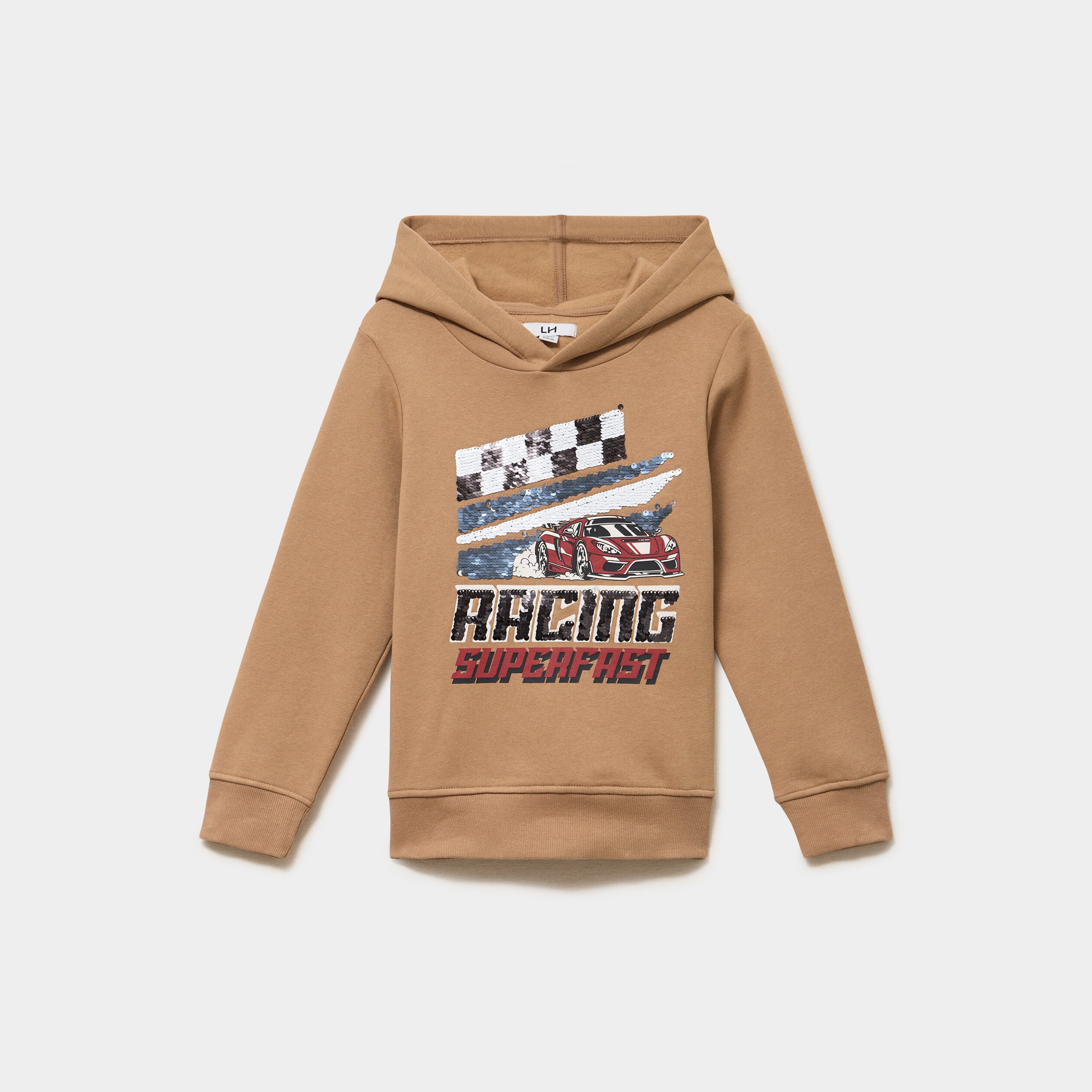 Sweat hoodie &agrave; capuche taupe gar&ccedil;on