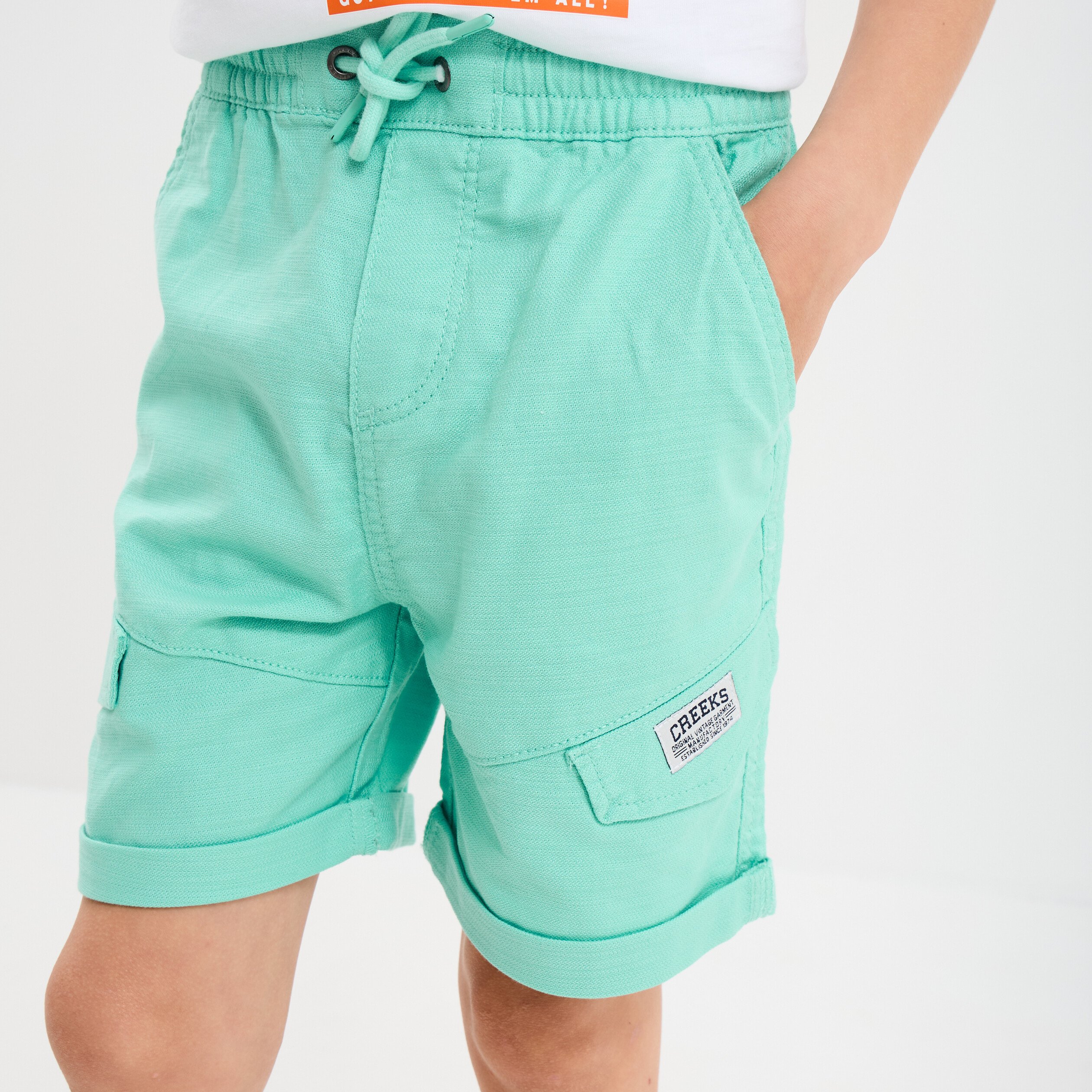 short cargo regular coton vert turquoise garcon Short cargo regular coton vert turquoise garçon