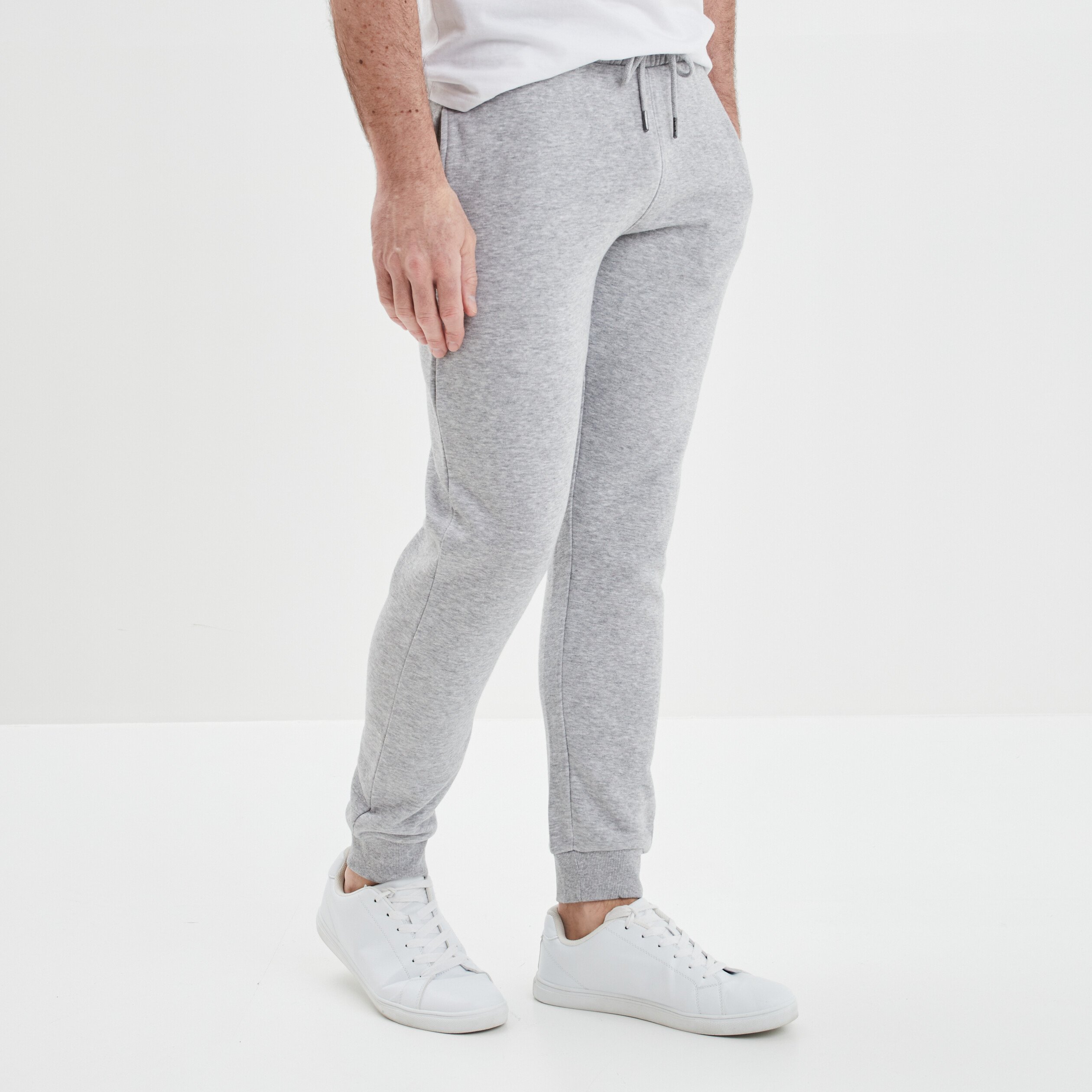 Jogging droit molleton gris homme