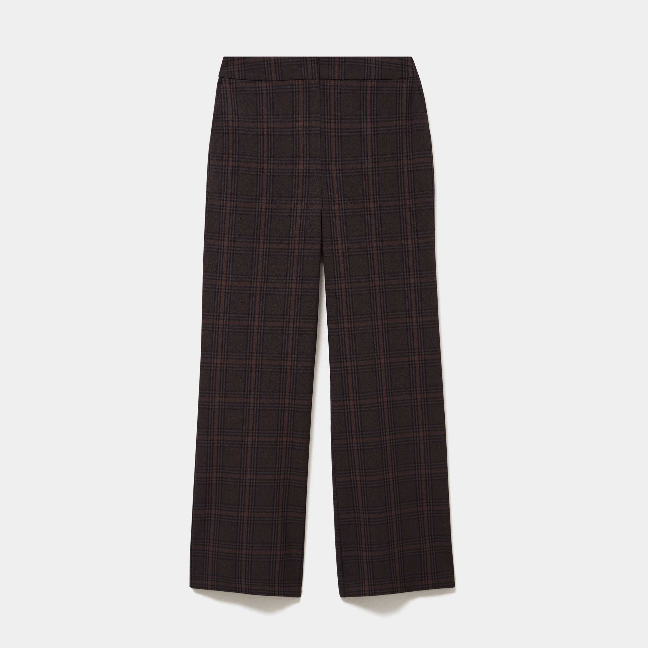 Pantalon large taille mi-haute city marron chocolat femme