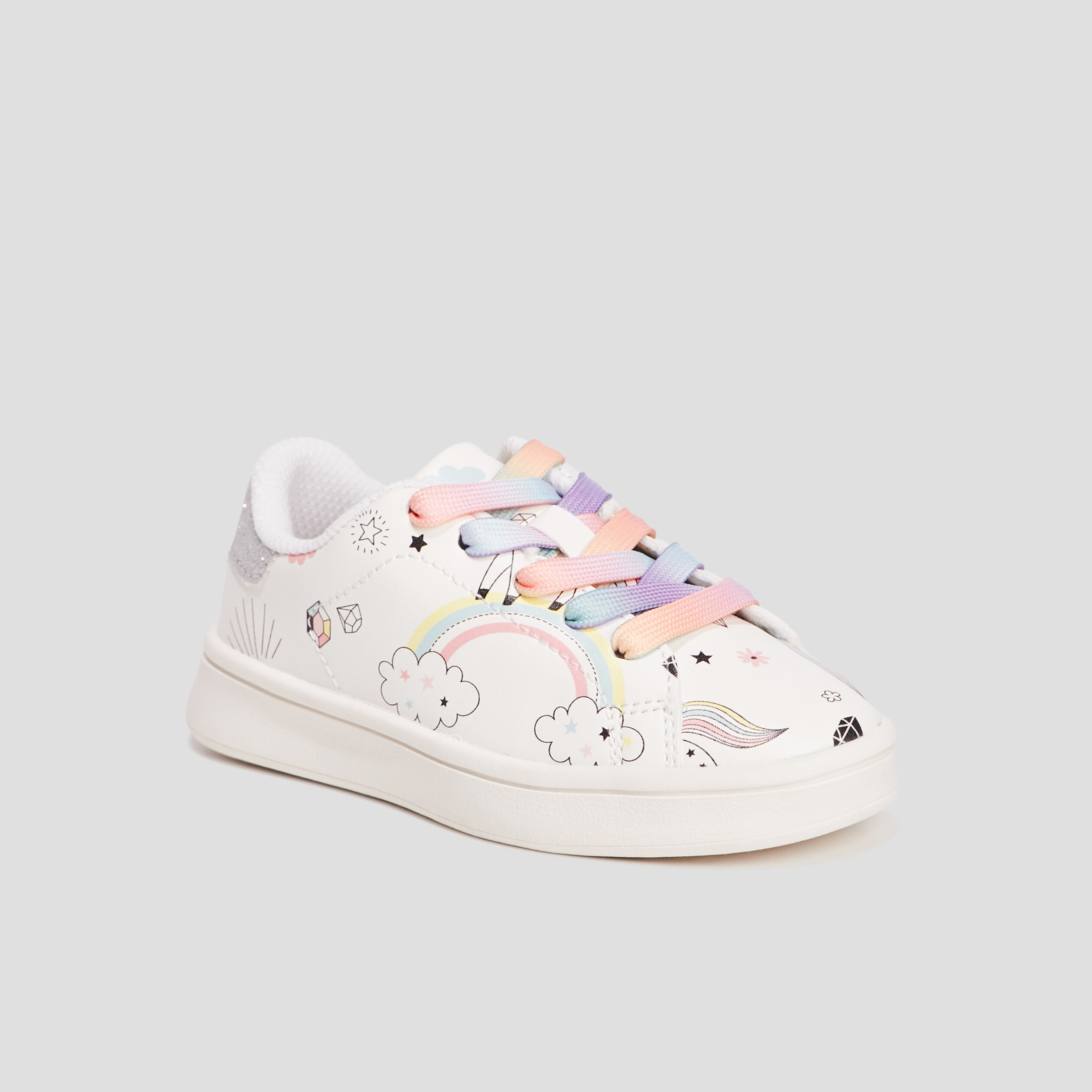 Baskets tennis à lacets blanc fille