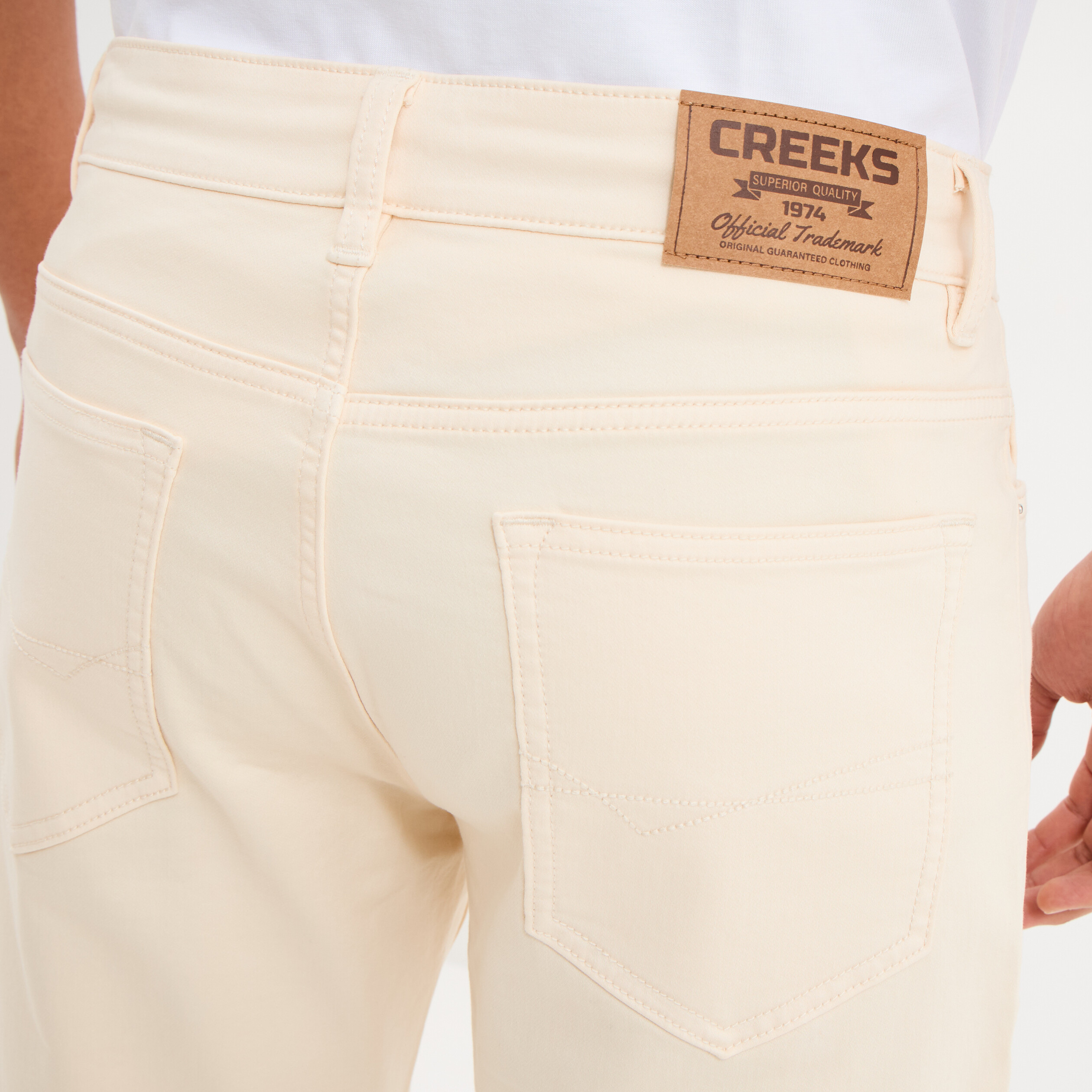 Bermuda en jean straight 5 poches ecru homme