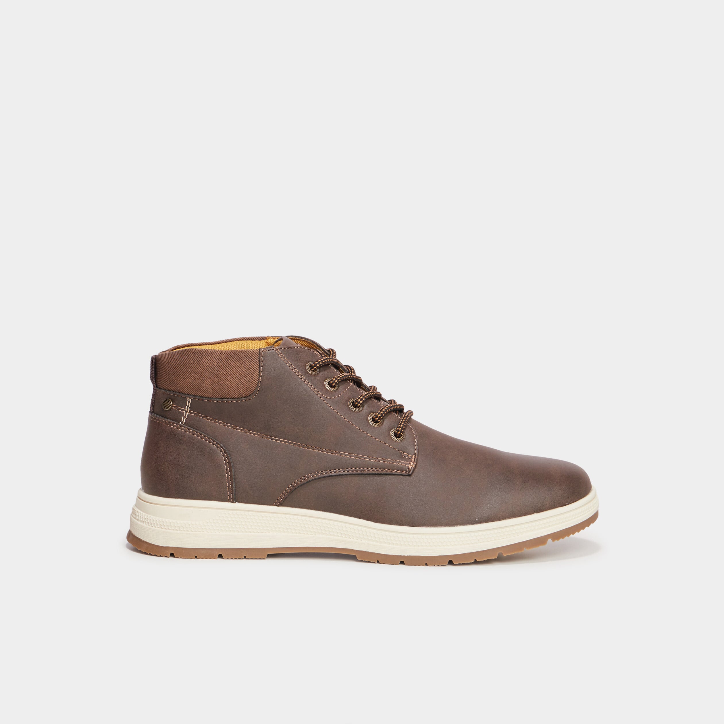 Baskets montantes &agrave; lacets marron homme