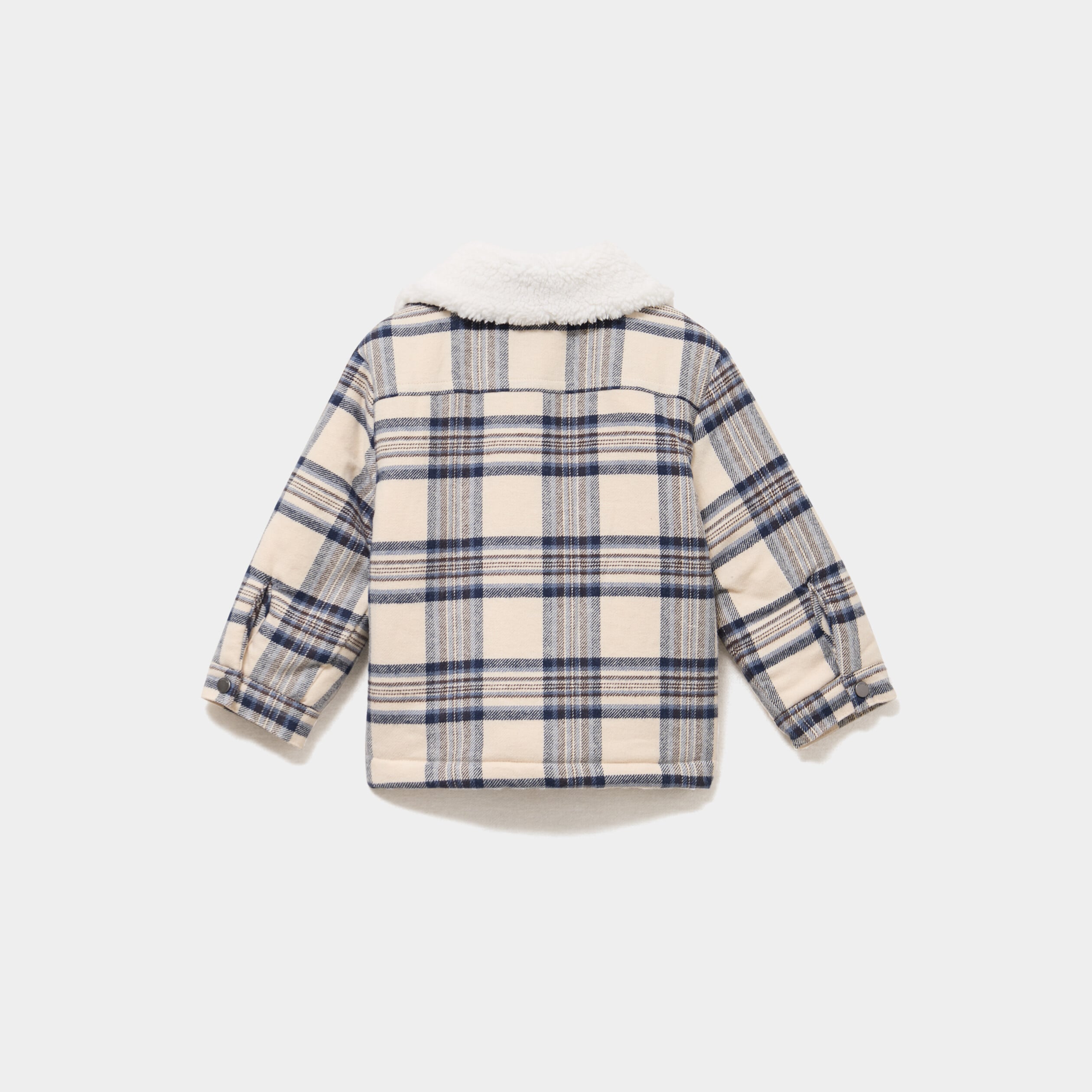 Veste doubl&eacute;e boutonn&eacute;e col aviateur ecru b&eacute;b&eacute; gar&ccedil;on