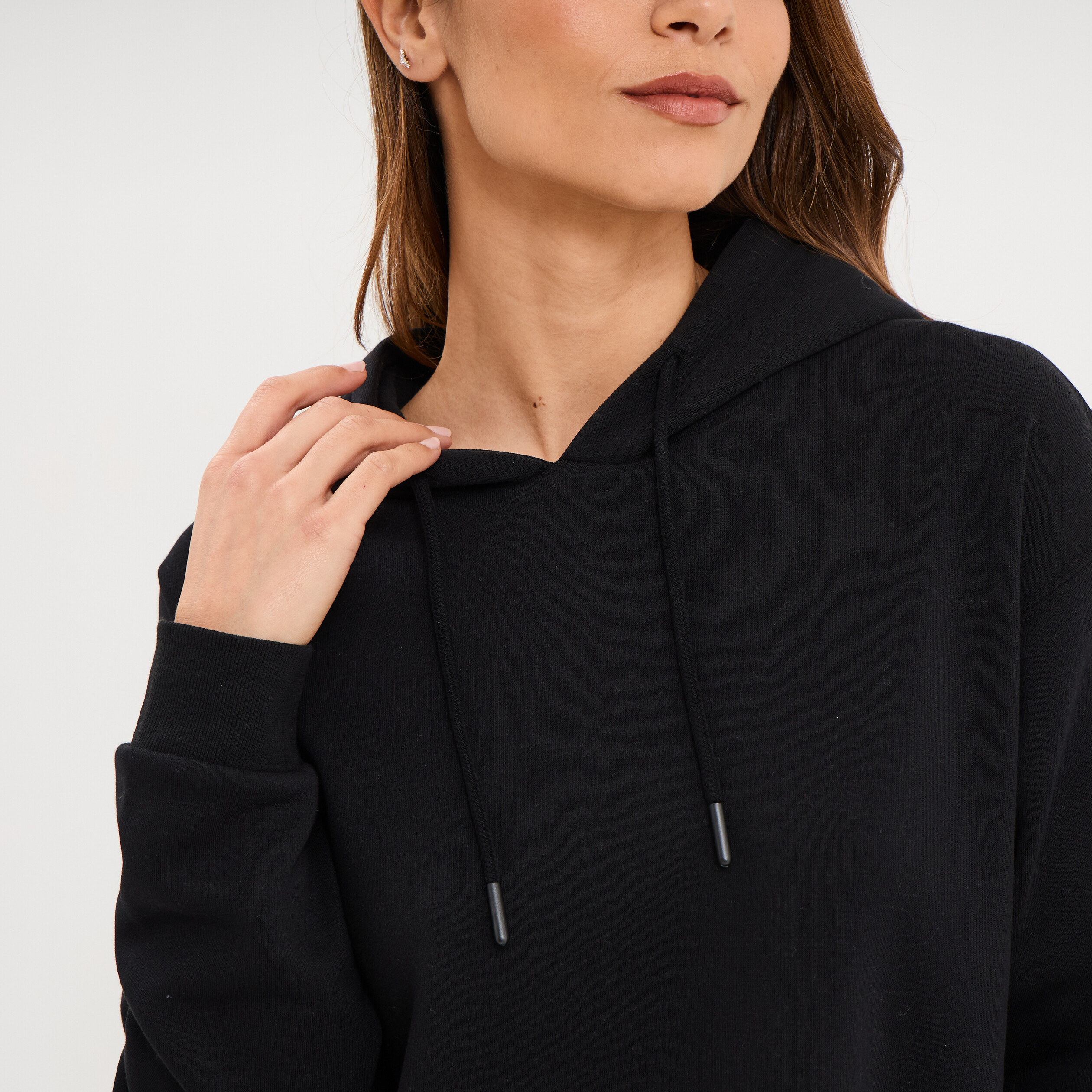 Robe sweat &agrave; capuche noir femme