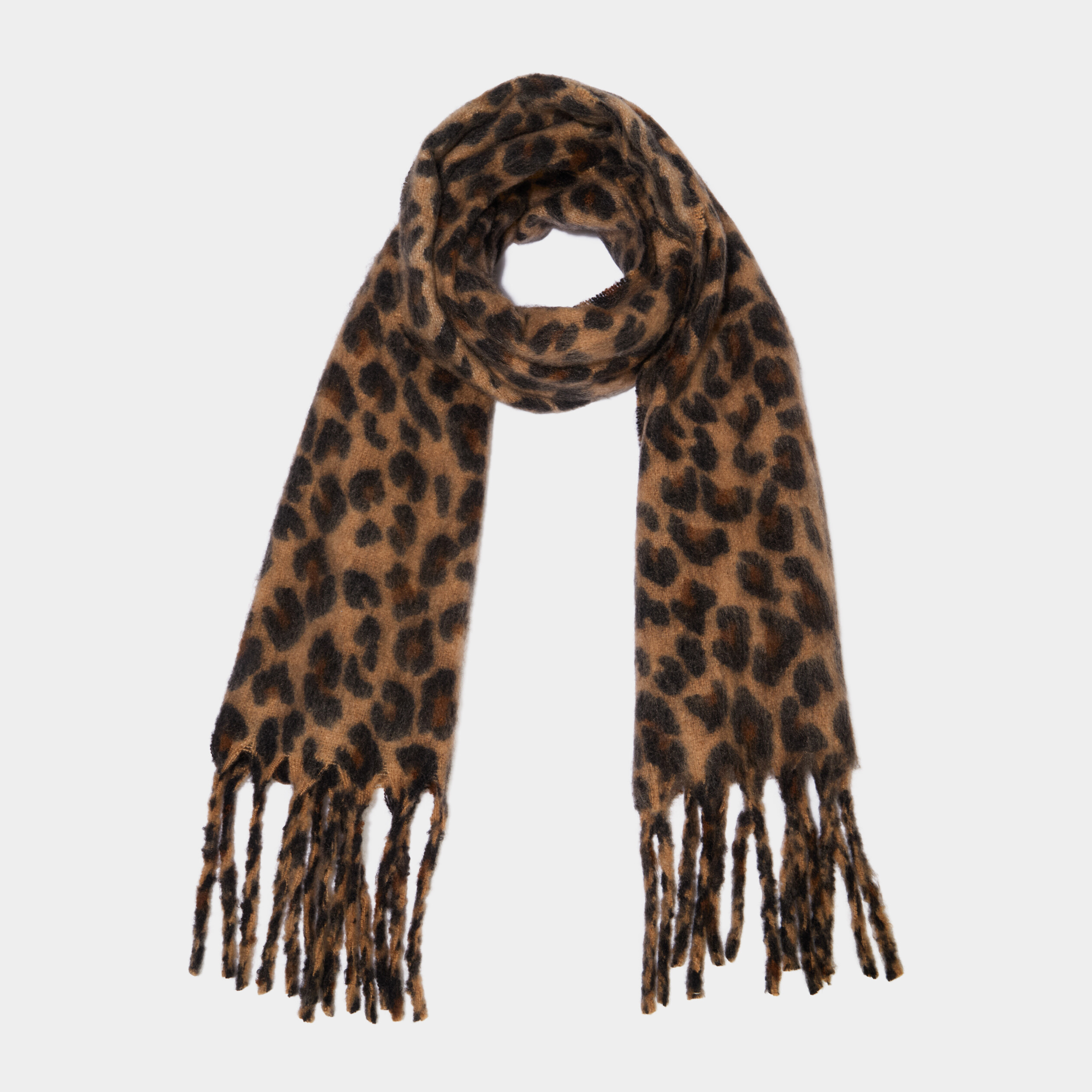 &Eacute;charpe &agrave; franges marron femme