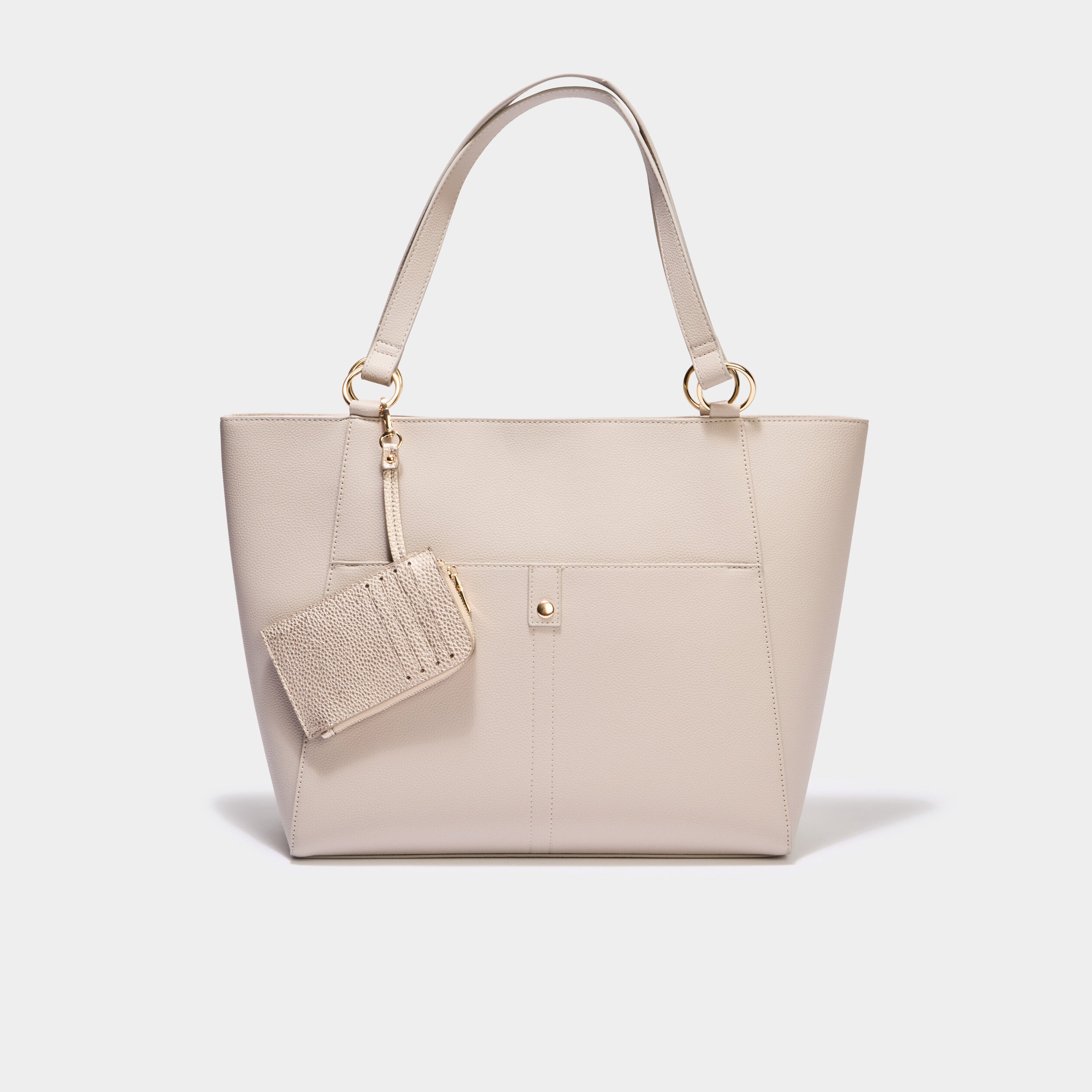 sac cabas avec porte cartes ivoire femme Sac cabas avec porte-cartes ivoire femme