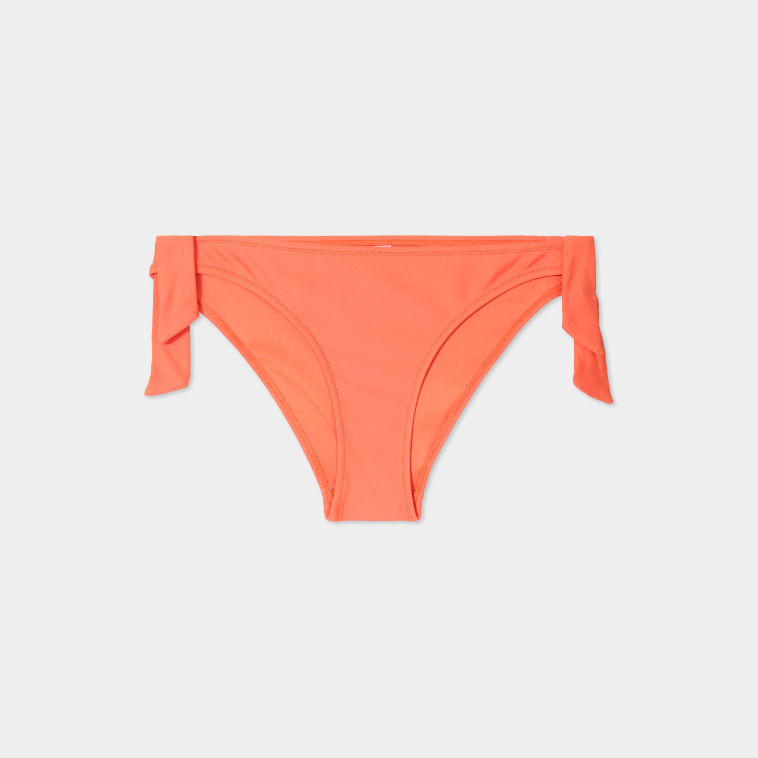 Bas de maillot de bain d&eacute;tails noeuds orange femme