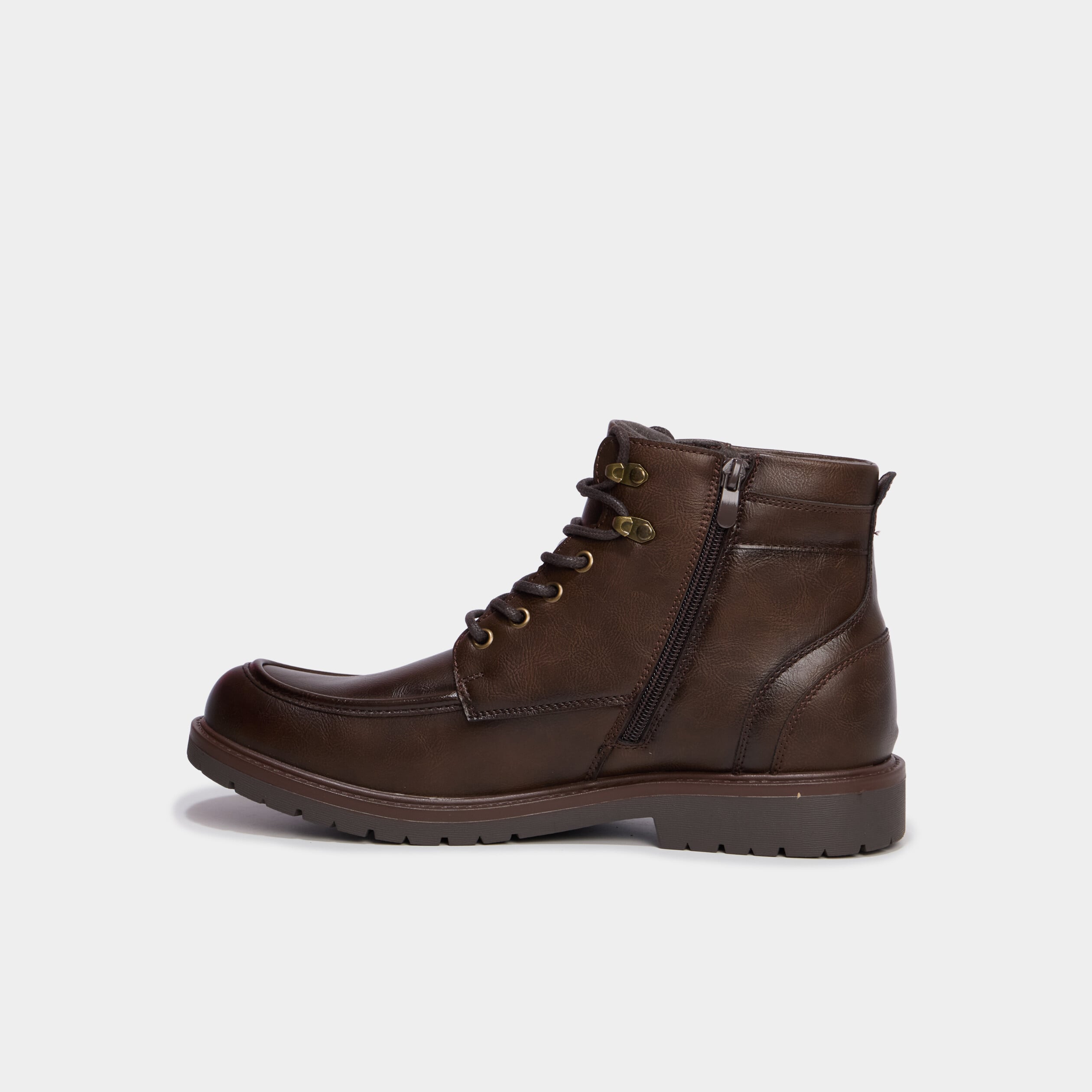 Boots zipp&eacute;es &agrave; lacets marron homme