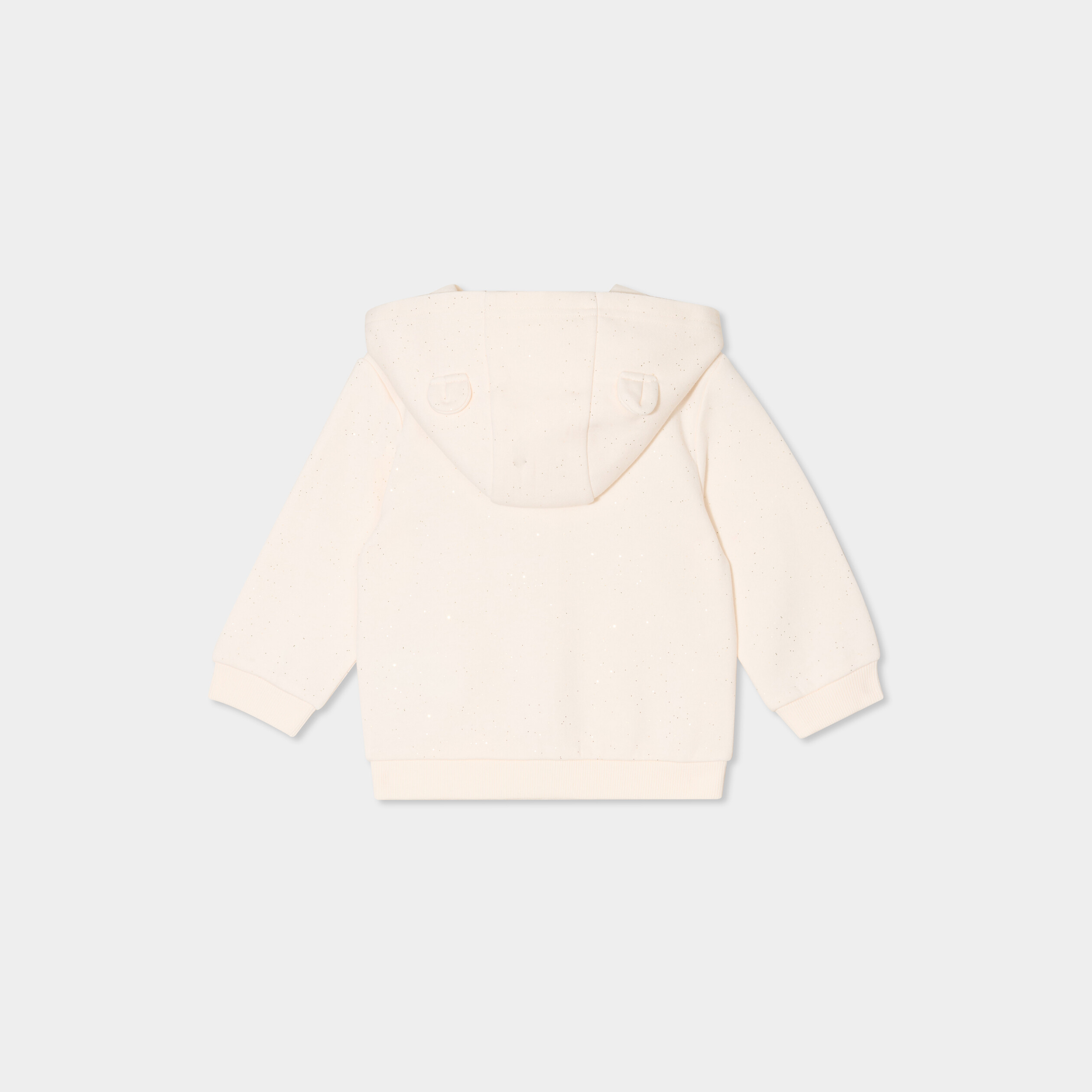 Sweat zipp&eacute; &agrave; capuche molletonn&eacute; creme b&eacute;b&eacute; fille